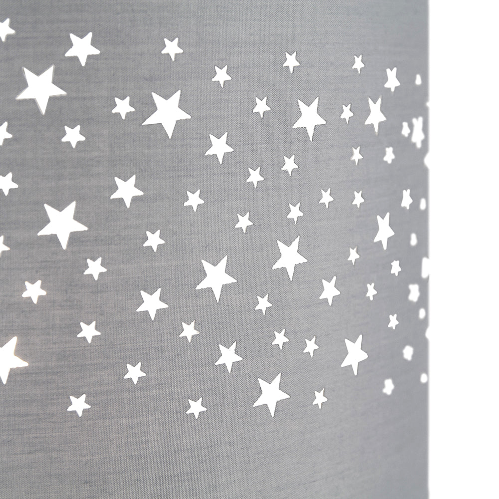 Stars Decorated Children/Kids Soft Grey Cotton Bedroom Pendant or Lamp Shade Image 3