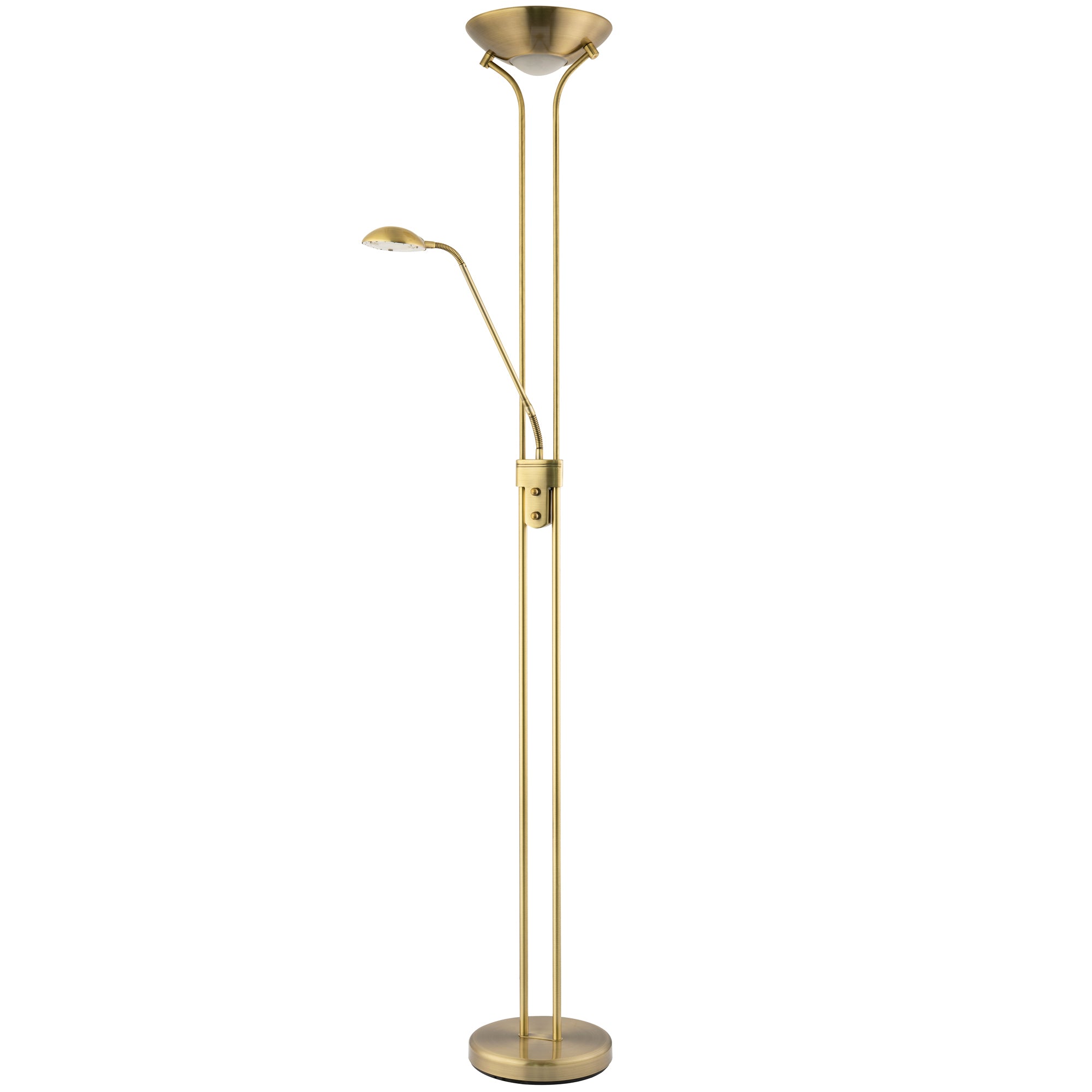 LED Mother and Child Floor Lamp in Antique Brass with Rotary Dimmer Switches Image 1