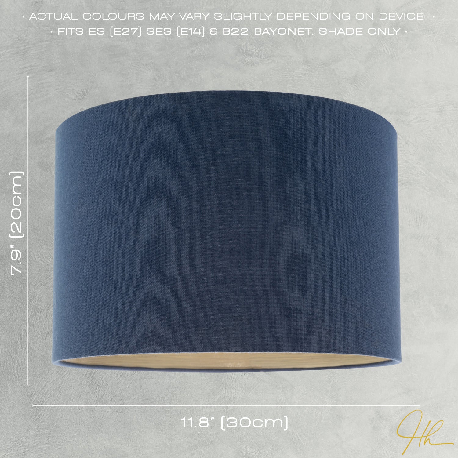 Navy Midnight Blue Lamp Shade in Linen Fabric with Gold Resin Inner Image 6