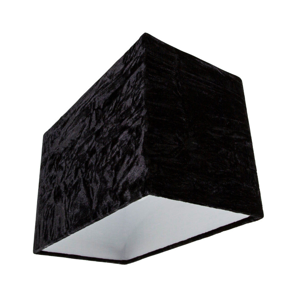 Contemporary Designer Jet Black Crushed Velvet Fabric Rectangular Lamp Shade Image 4