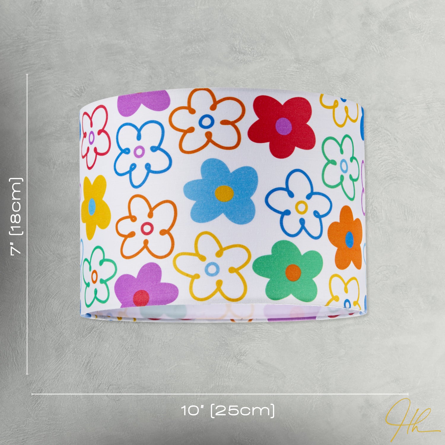 Bright and Colourful Fabric Lampshade with Retro Inspired Floral Decor Image 7