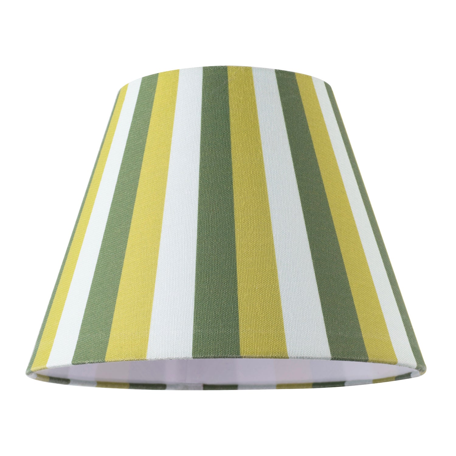 Multi Green Tone Striped Linen Coolie Lamp Shade with Cotton Inner Image 1