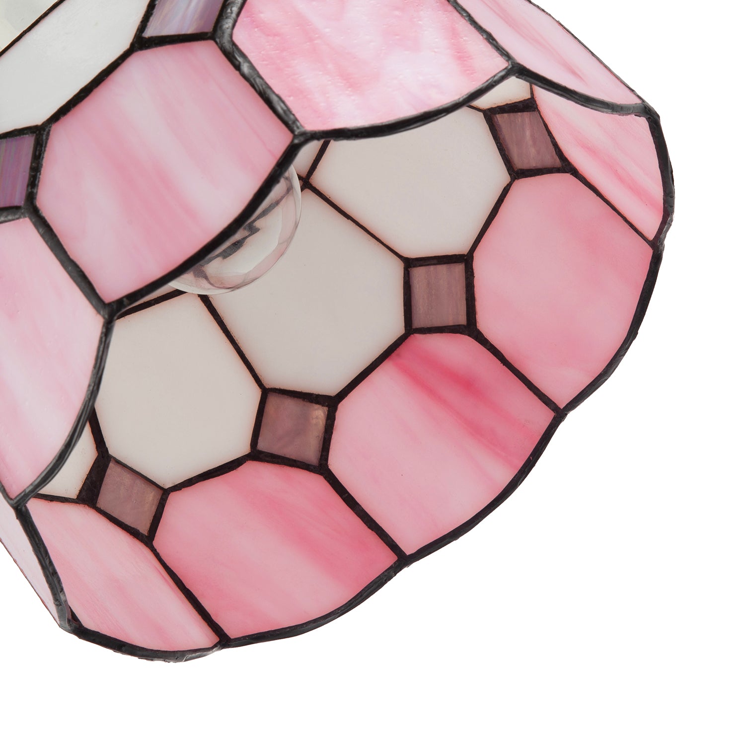 Traditional Soft Pink and Opal White Tiffany Glass Pendant Light Shade Image 5