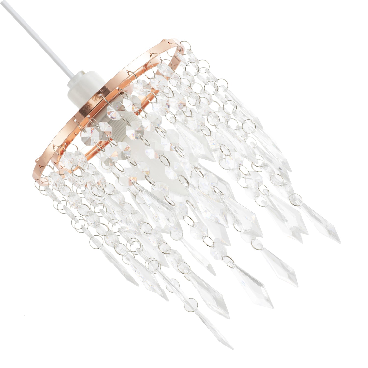 Modern Waterfall Design Copper Pendant Shade with Clear Acrylic Drops and Beads Image 4