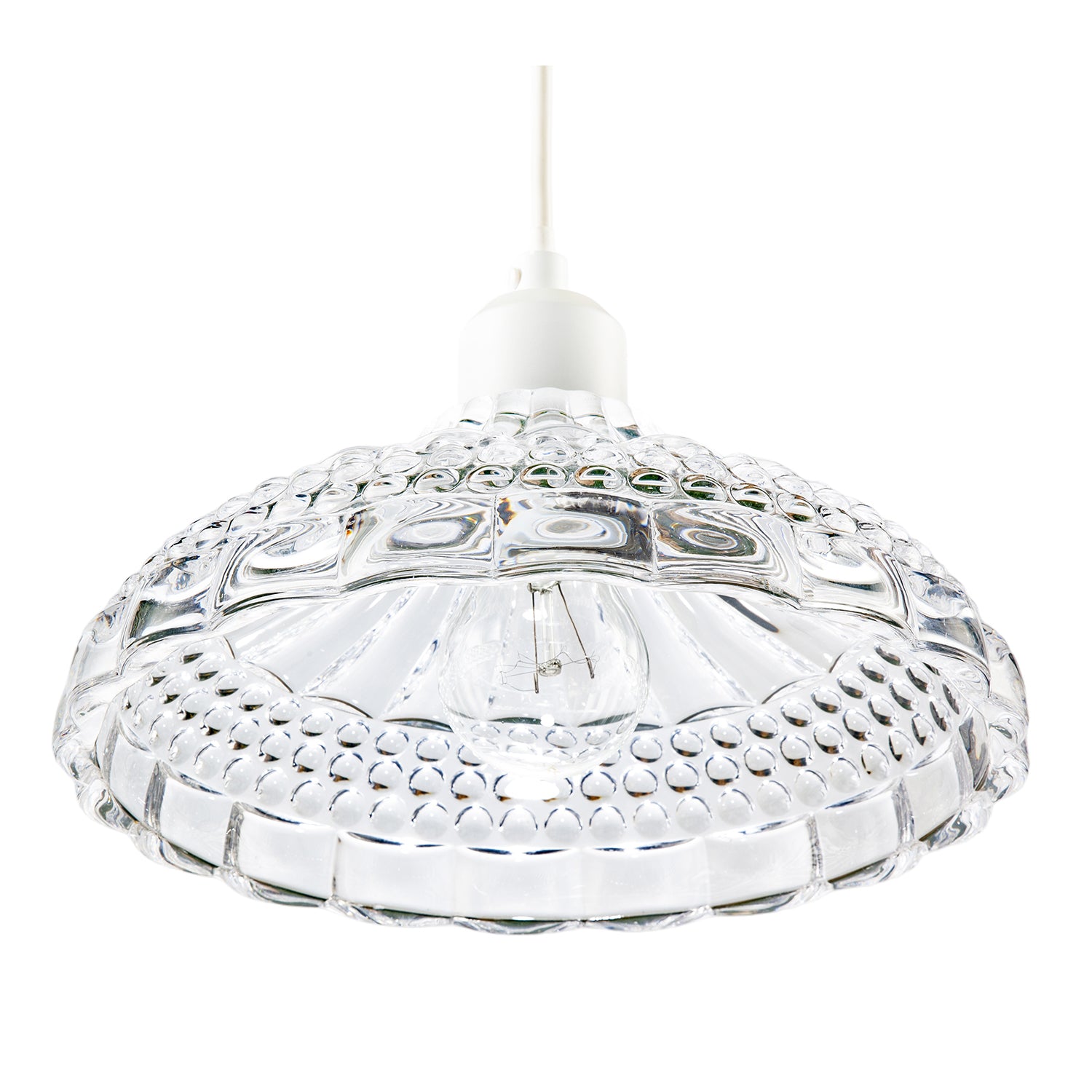 Modern Clear Textured Glass Dome Pendant Light Shade with Bubble Decor Image 4