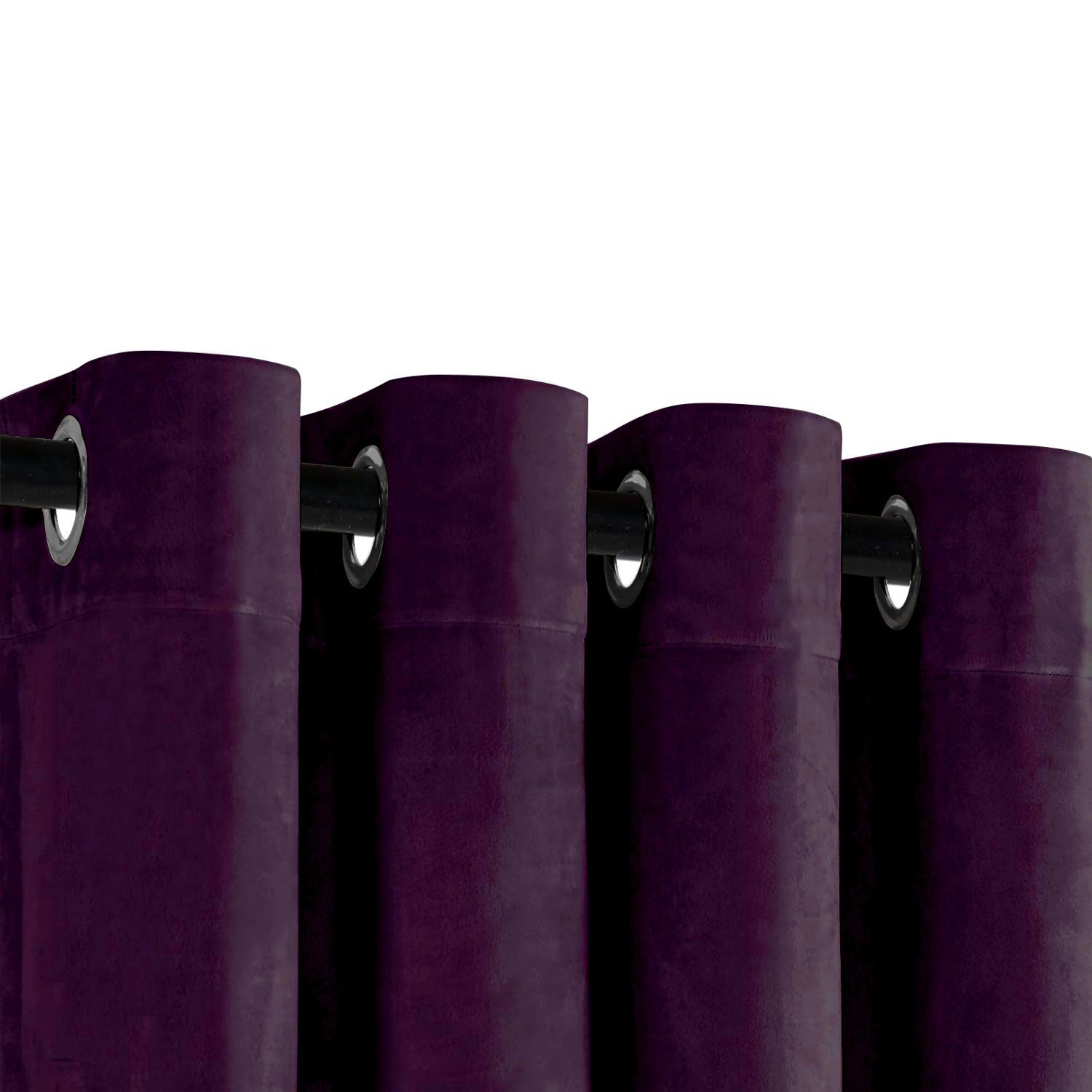 Plum Purple Velvet Blackout Eyelet Curtains - 46x54 Inch Drop - Pair Image 3