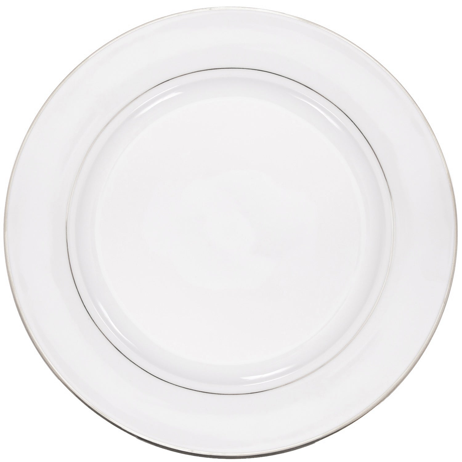 Set of 4 Durable White Ceramic Side Plates with Dual Shiny Silver Metallic Rims Image 5