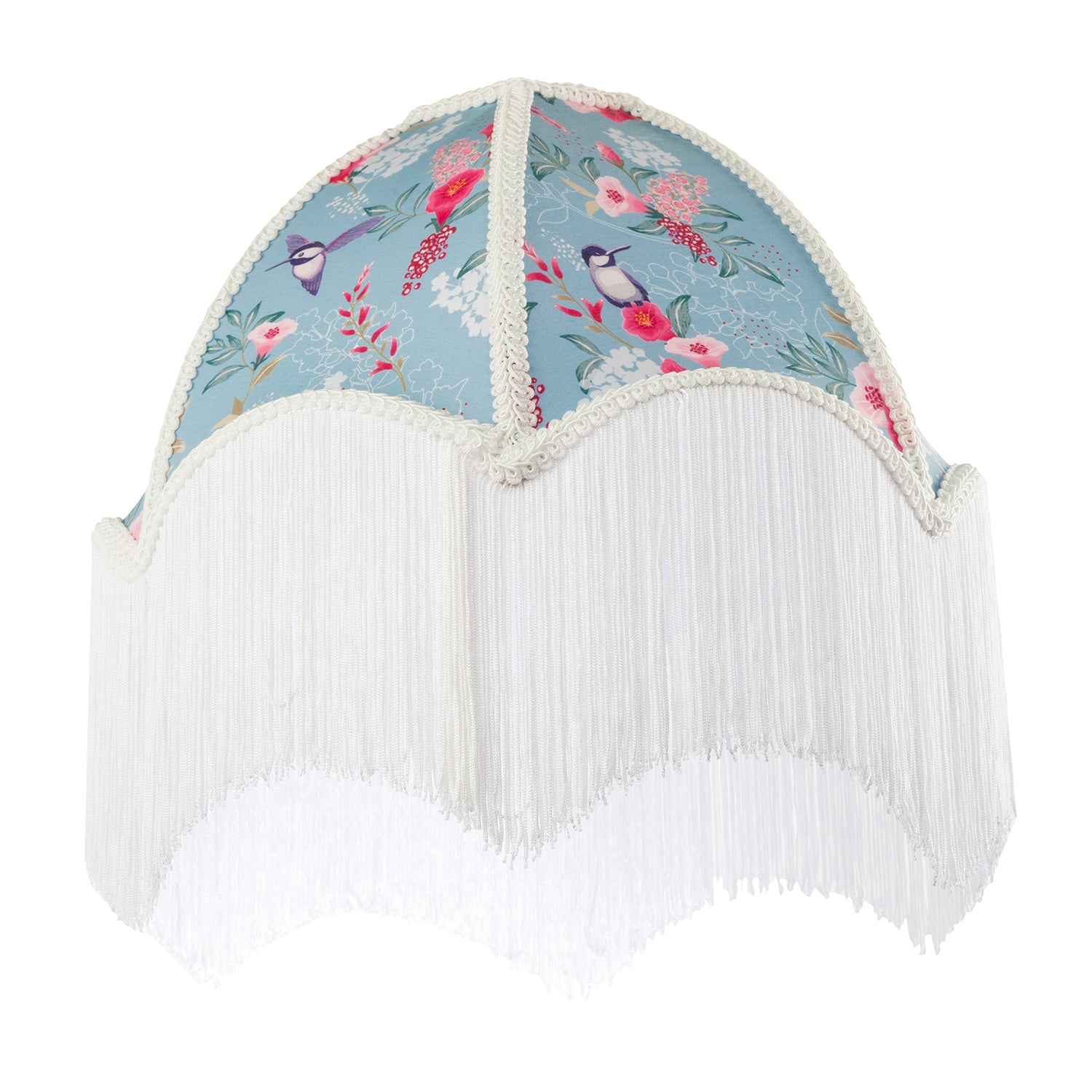 1920s Vintage Duck Egg Lamp Shade with Vibrant Flowers and Birds Decor Image 4