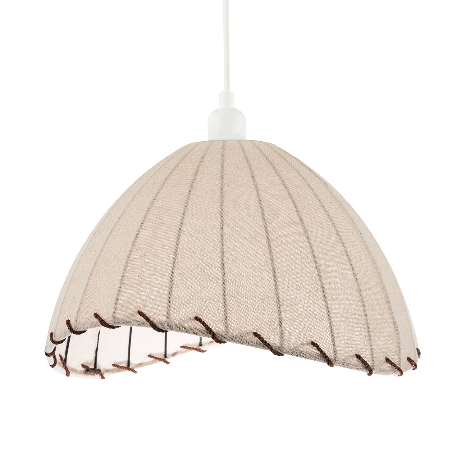 Natural Linen Oatmeal Beige Pendant Light Shade with Linking Rope Image 1