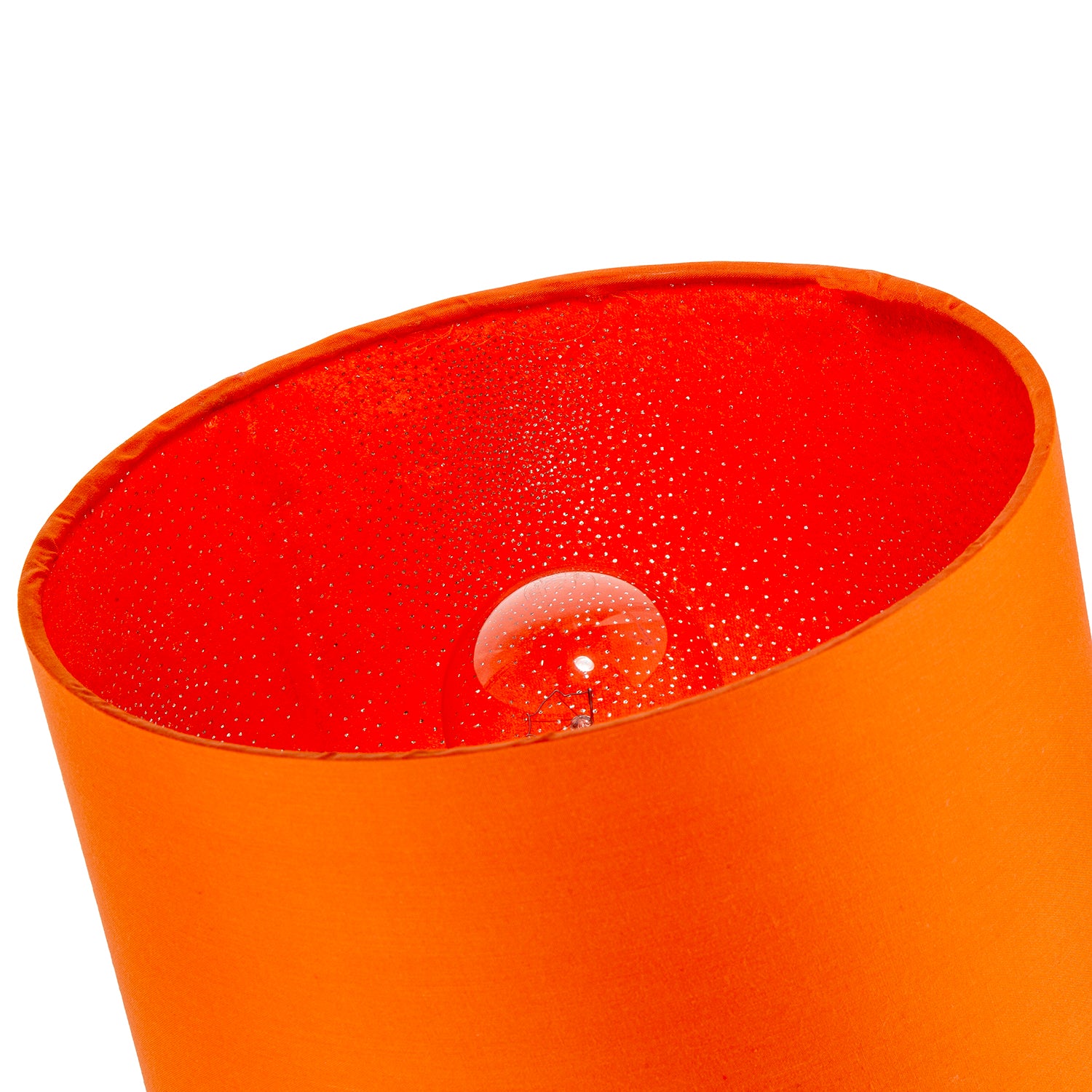 Contemporary Drum Lamp Shade in Vibrant Orange Cotton Blend Fabric Image 5