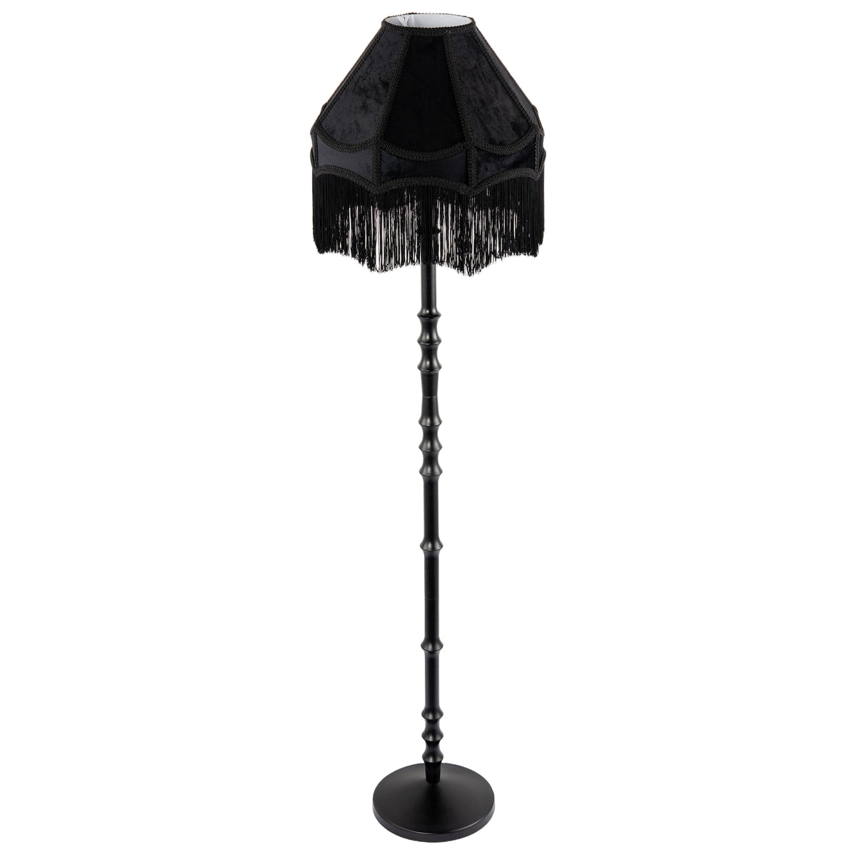 Classic Black Ash Wooden Floor Lamp with Velvet Victorian Style Shade Image 3