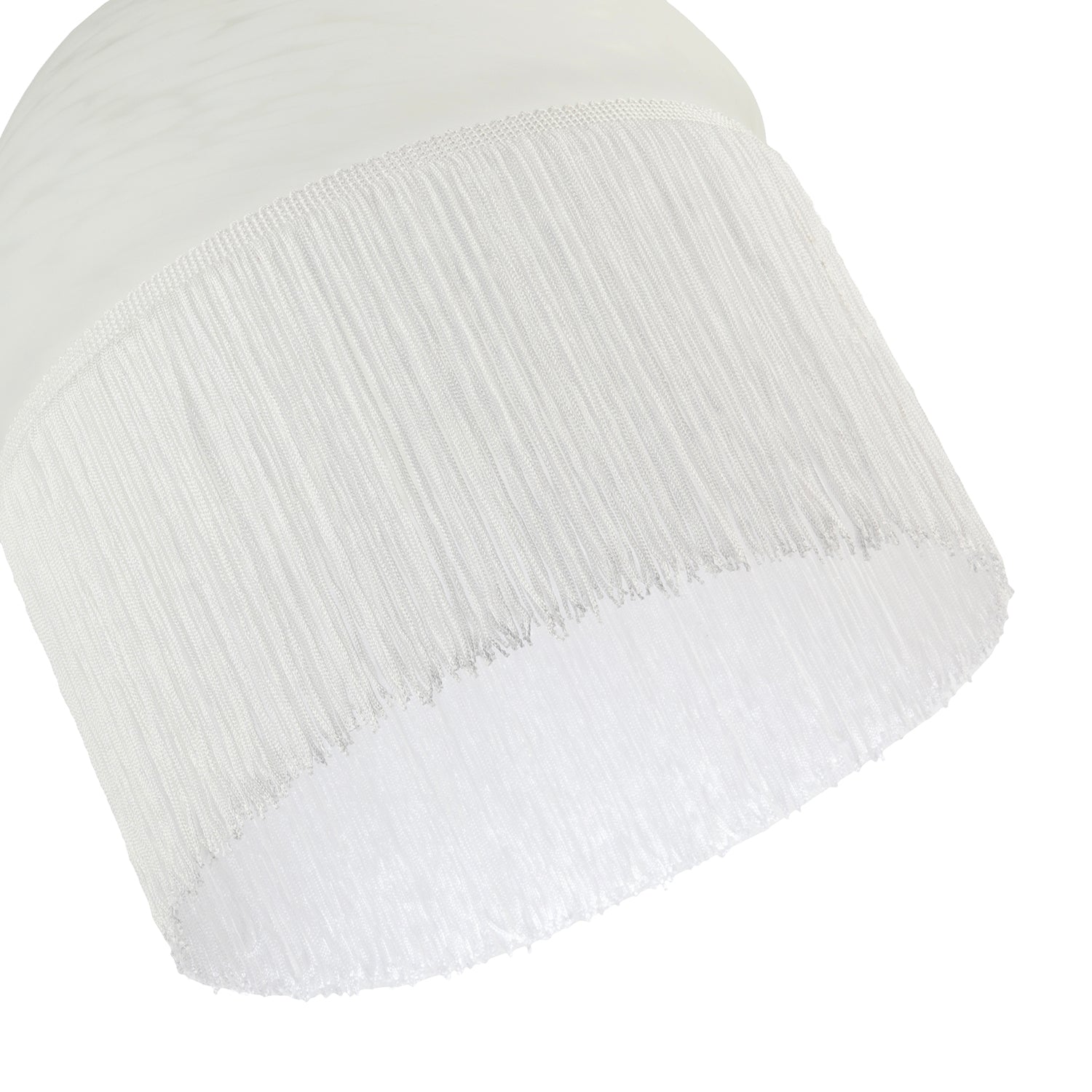 Traditional Opal White Domed Glass Pendant Shade with Long Tassels Image 4