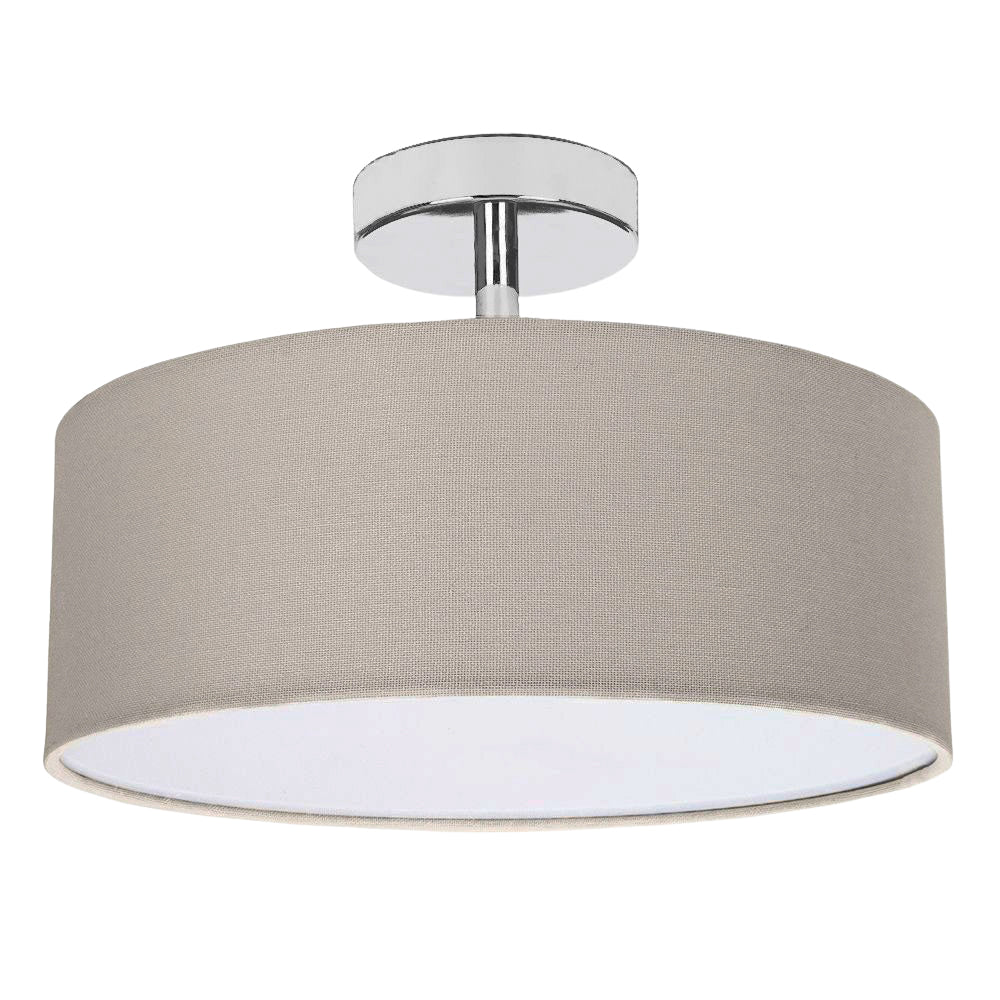 Contemporary Linen Fabric Semi Flush Ceiling Light Fixture Diffuser