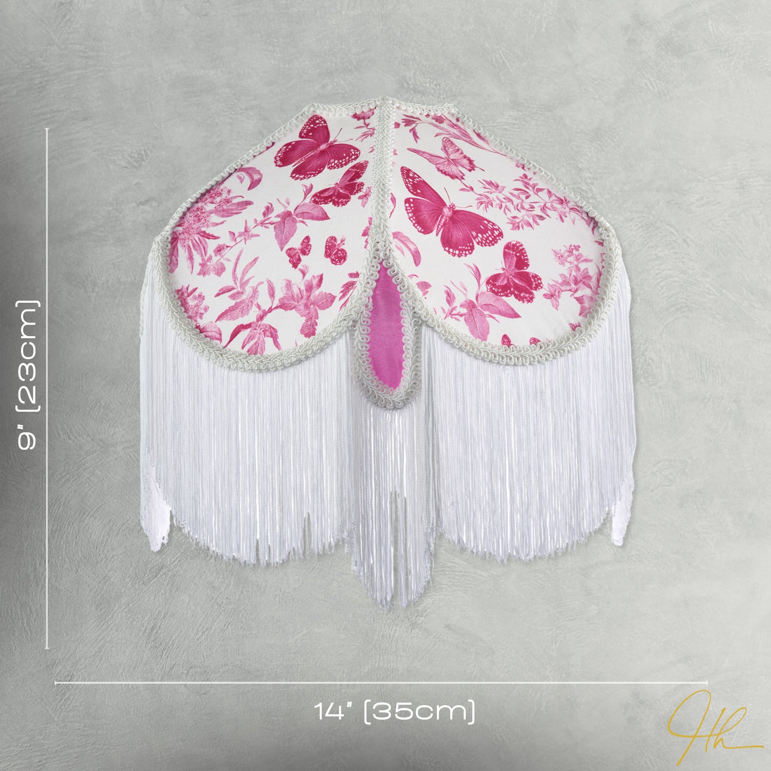 Pink Butterfly Victorian Vintage Lamp Shade with Oval Velvet Sections Image 7