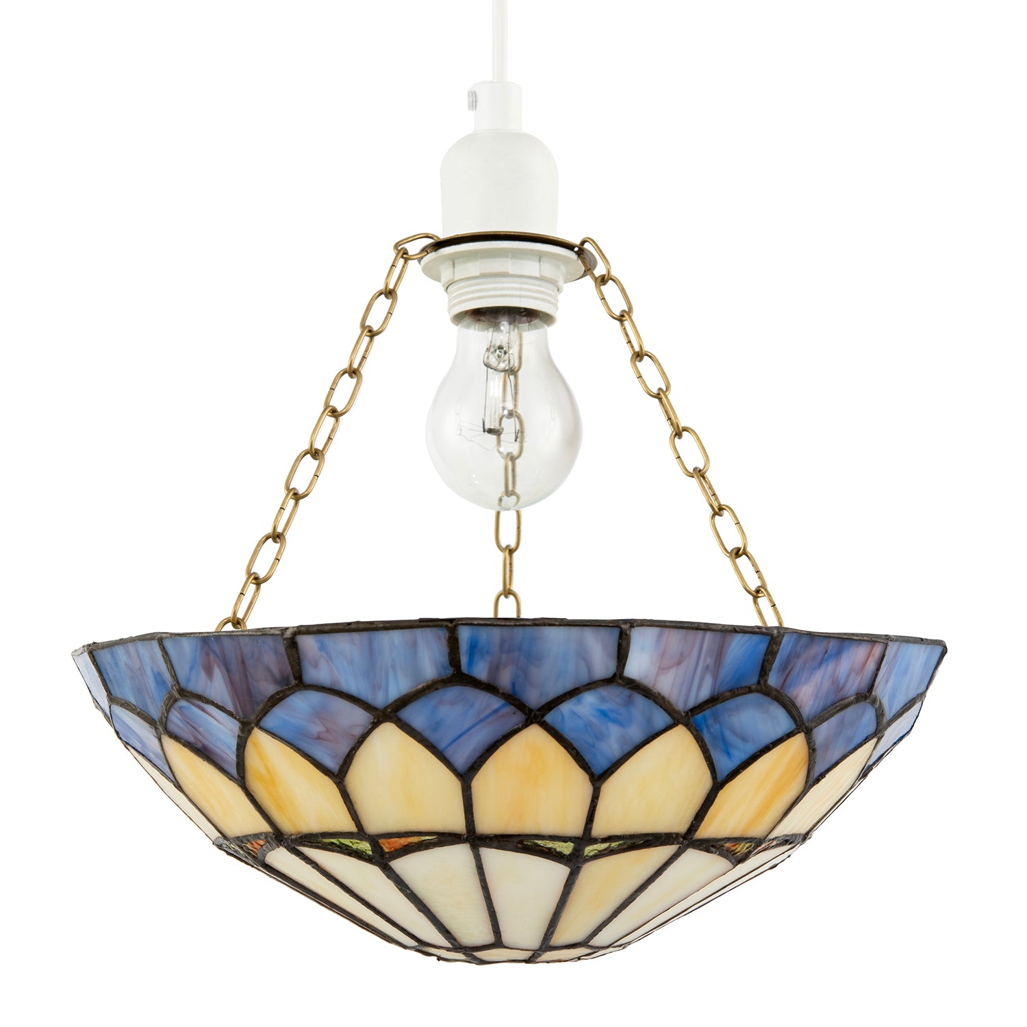 Lavender Purple Stained Glass Domed Tiffany Pendant Shade with Chains Image 1