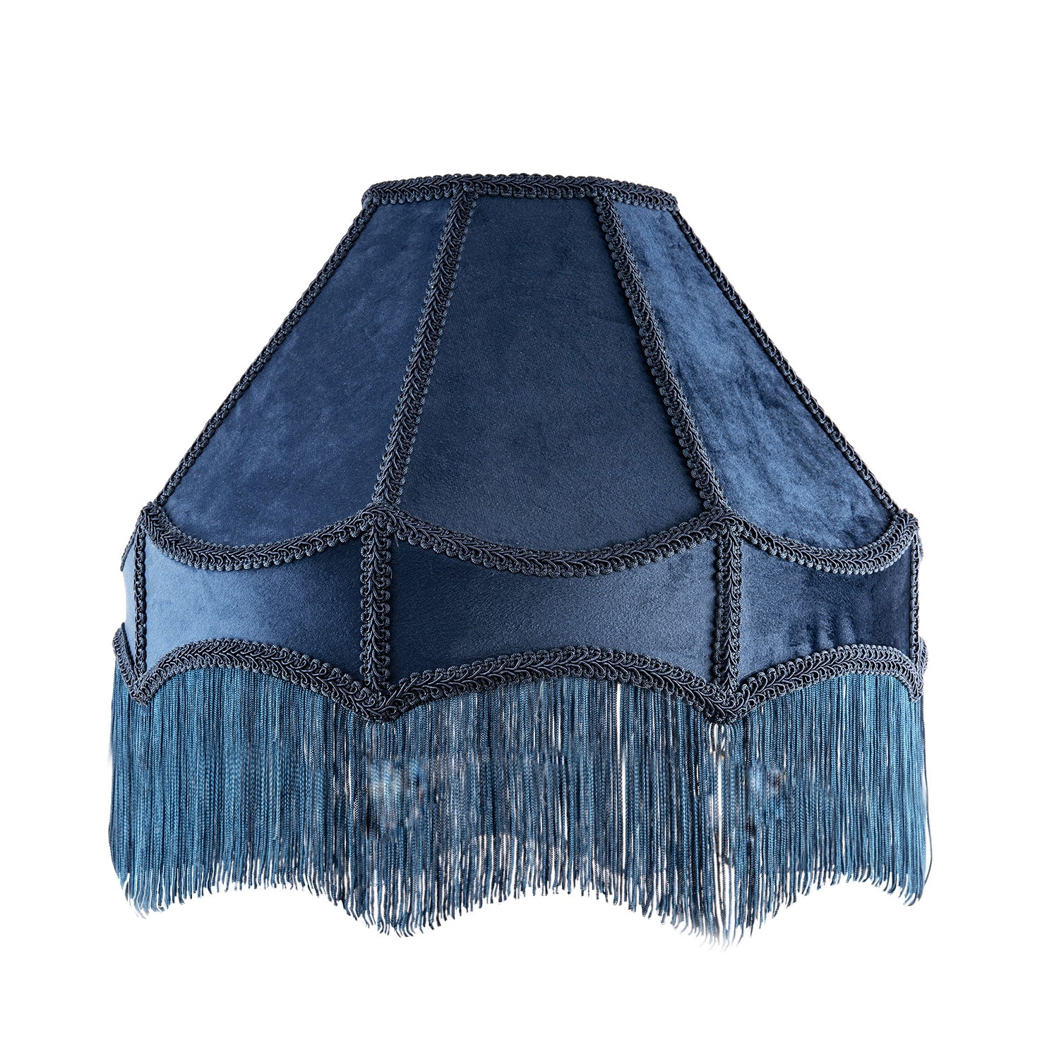 Traditional Victorian Empire 40cm Lamp Shade in Navy Midnight Blue with Tassels Image 1