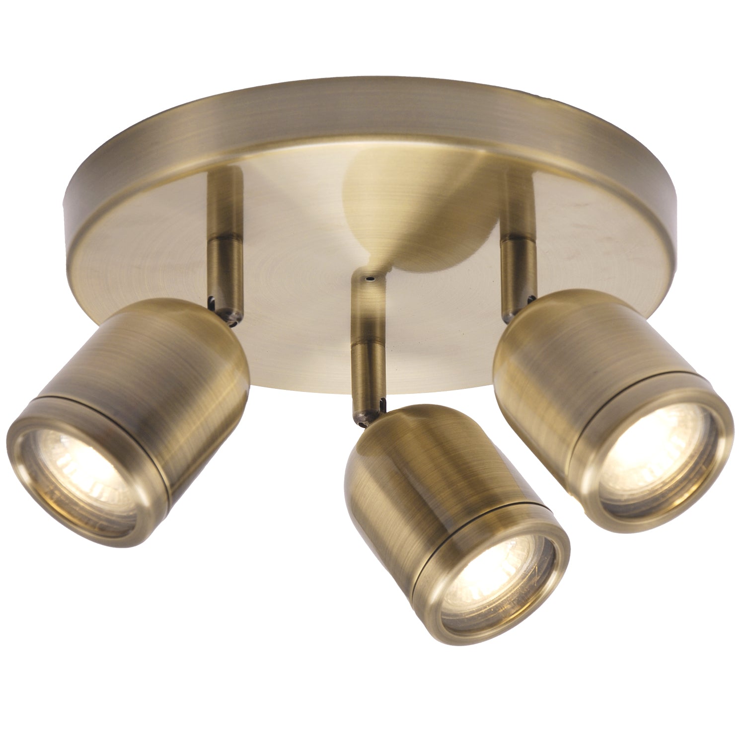 Modern Triple Spot IP44 Antique Brass Bath Ceiling Light with Adjustable Heads Image 2
