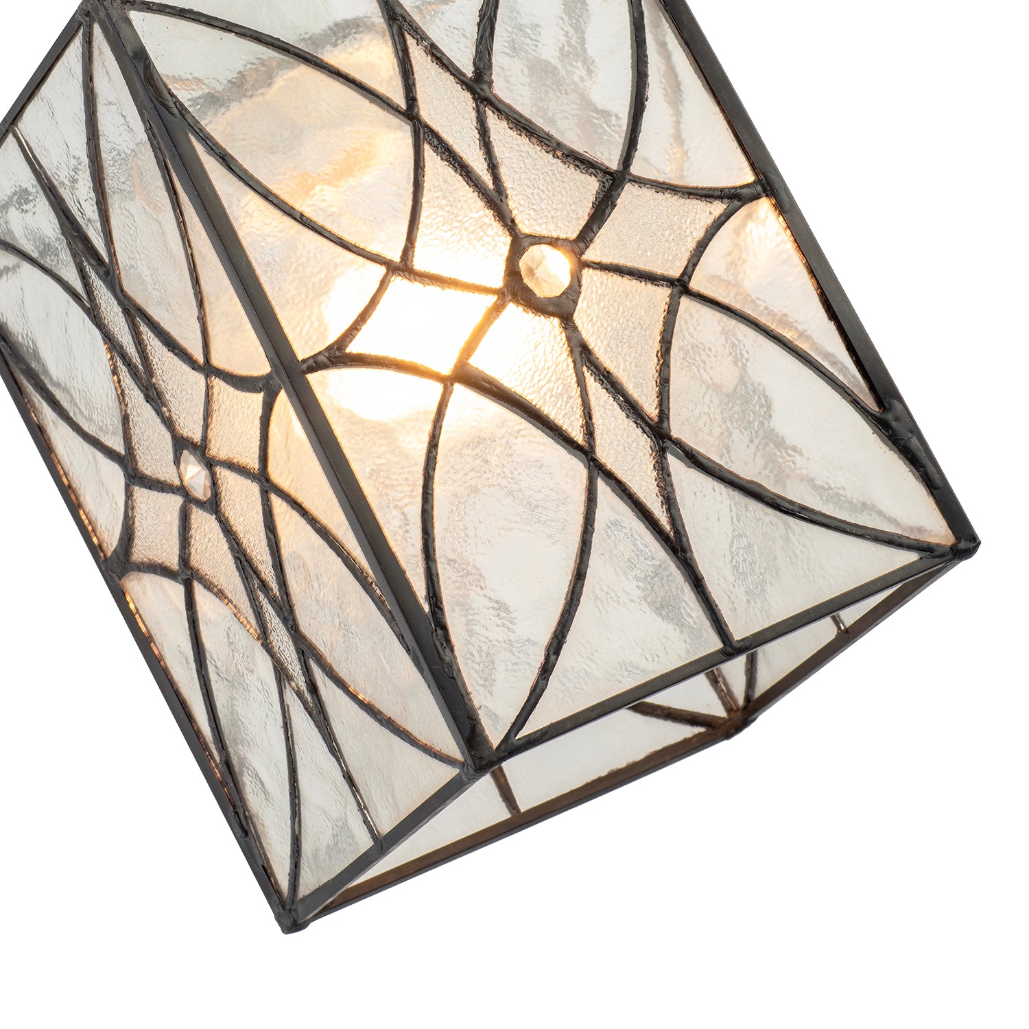 Cathedral Style Glass Pendant Light Shade with Textured Glass Panels Image 3