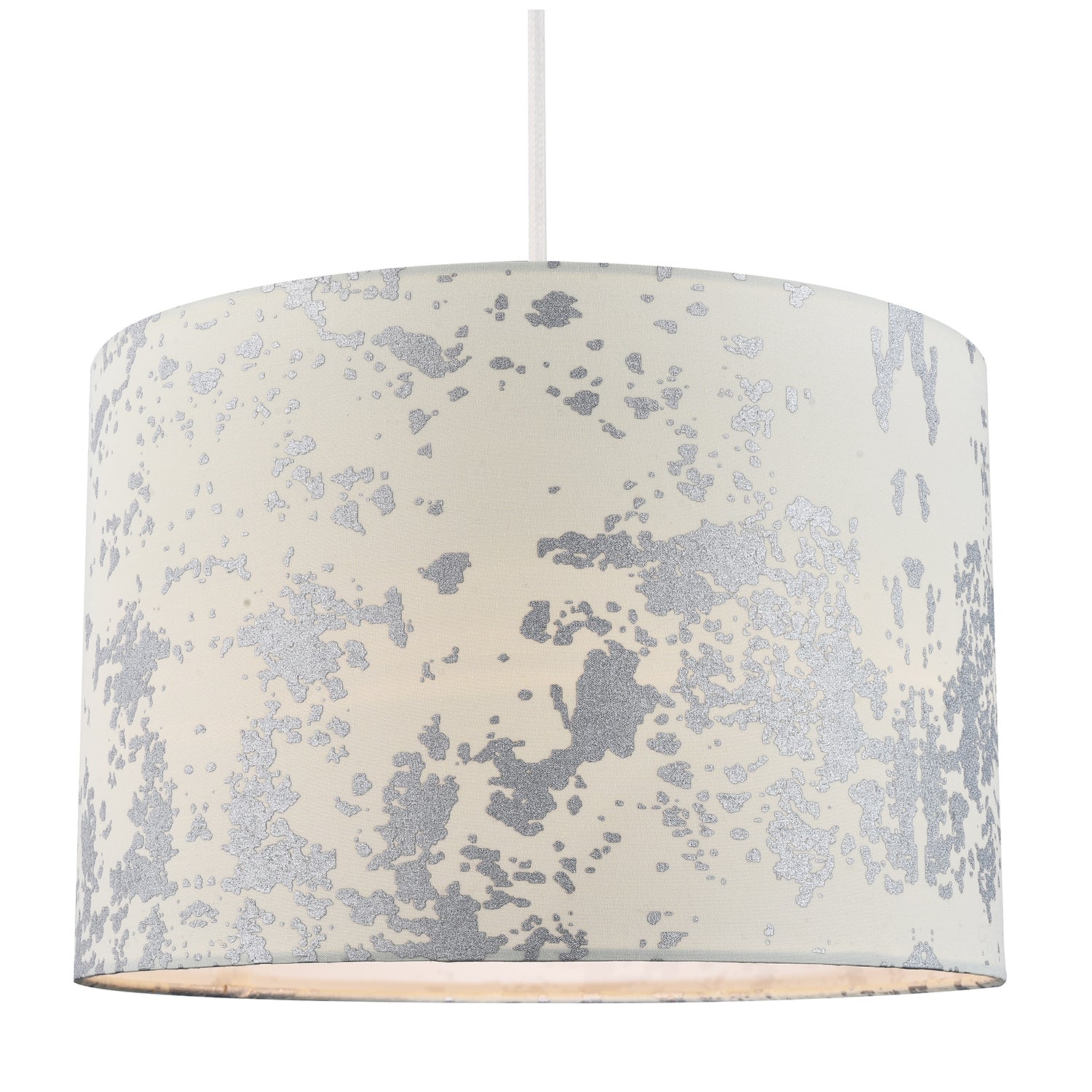 Modern Cream Cotton Fabric Lampshade with Silver Foil Decor for Table or Ceiling Image 2