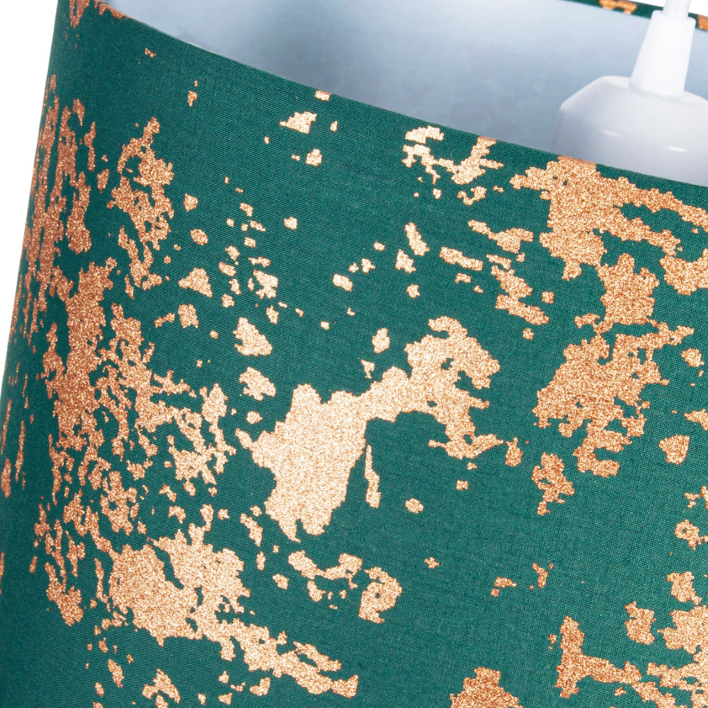 Modern Green Cotton Fabric Lampshade with Copper Foil Decor for Table or Ceiling Image 3