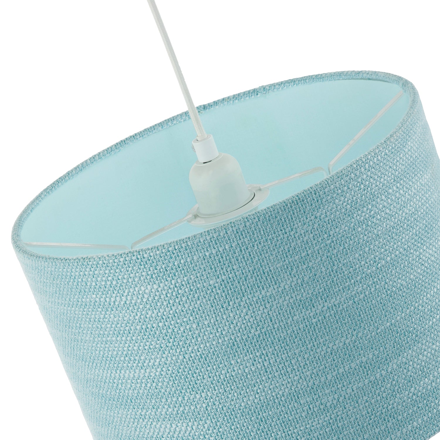 Designer Bobbled and Textured Linen Lamp Shade in Light Duck Egg Blue Image 5