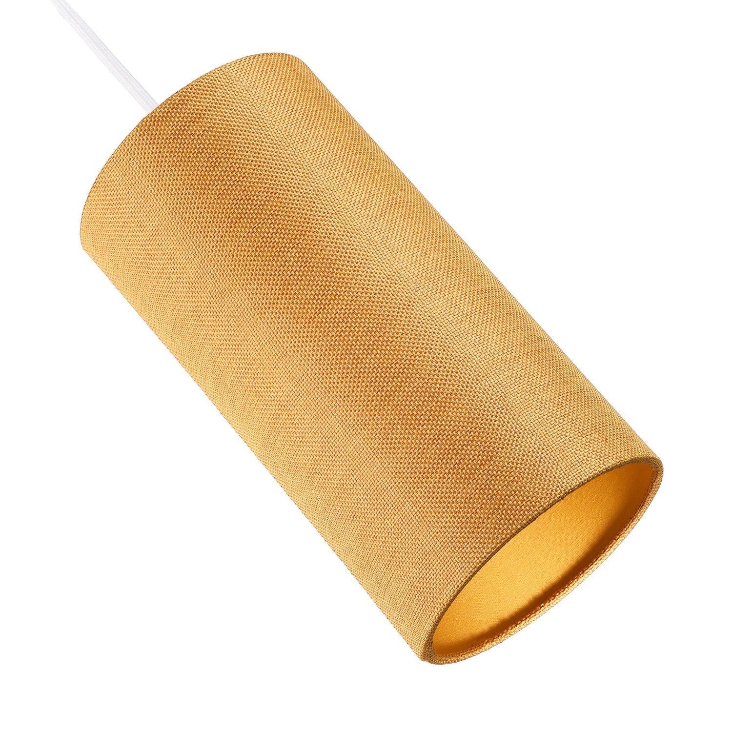 Modern and Stylish Textured Ochre Linen Fabric Tall Cylindrical 25cm Lampshade Image 4