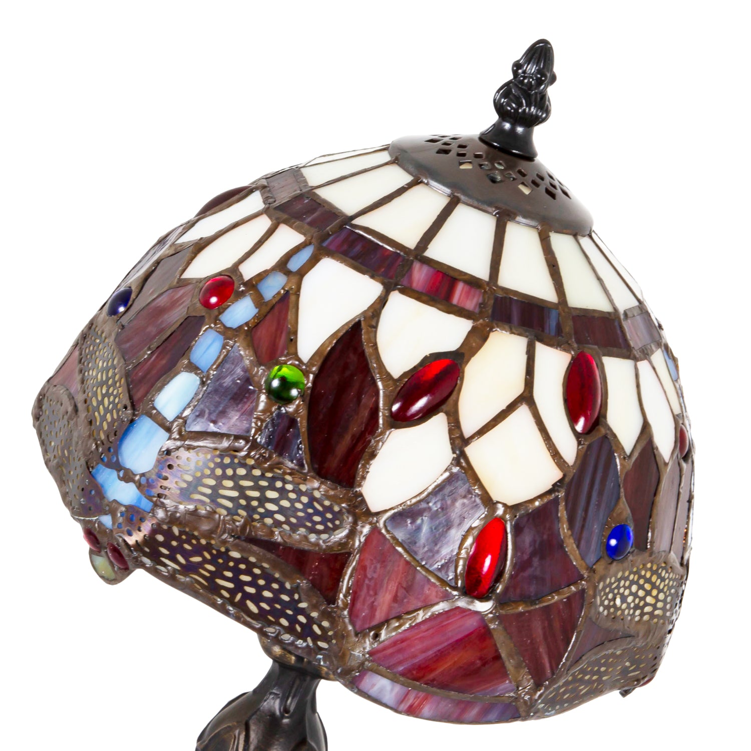 Hand Crafted Red Stained Glass Dragonfly Tiffany Lamp Image 5