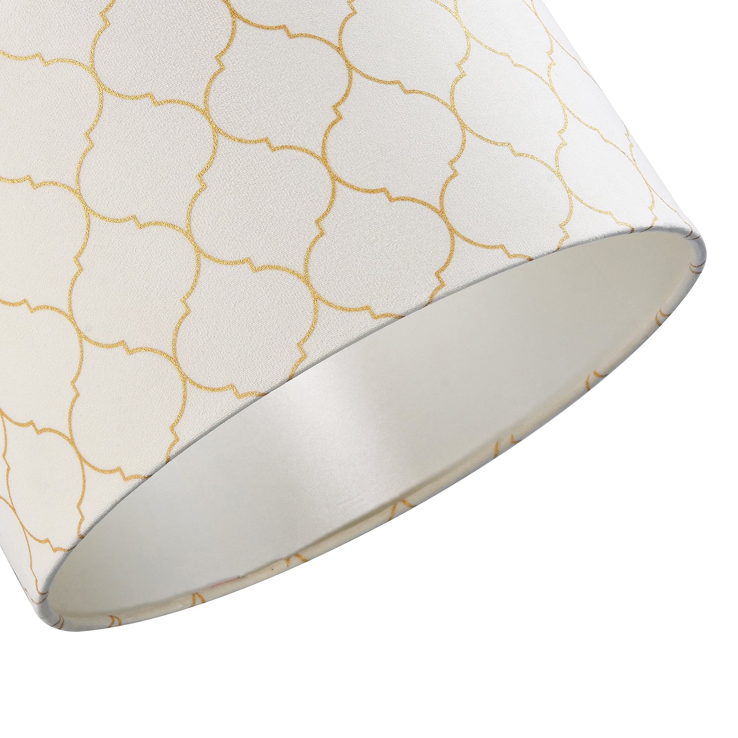 Modern Soft Brushable Light Cream Velvet 30cm Lamp Shade with Gold Foil Decor Image 4