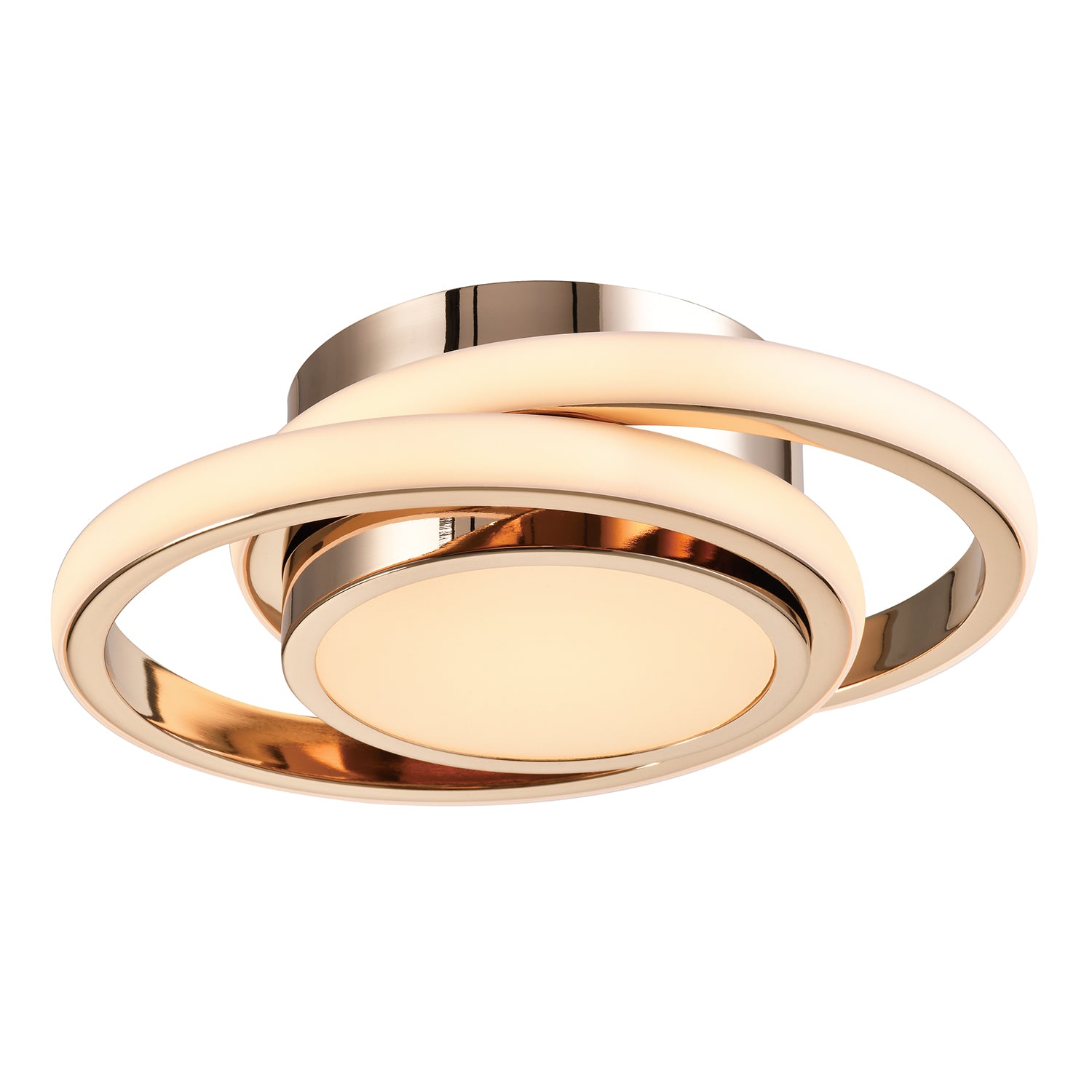 Modern LED Ceiling Light with Gold Rings and Central Downlighter Image 2