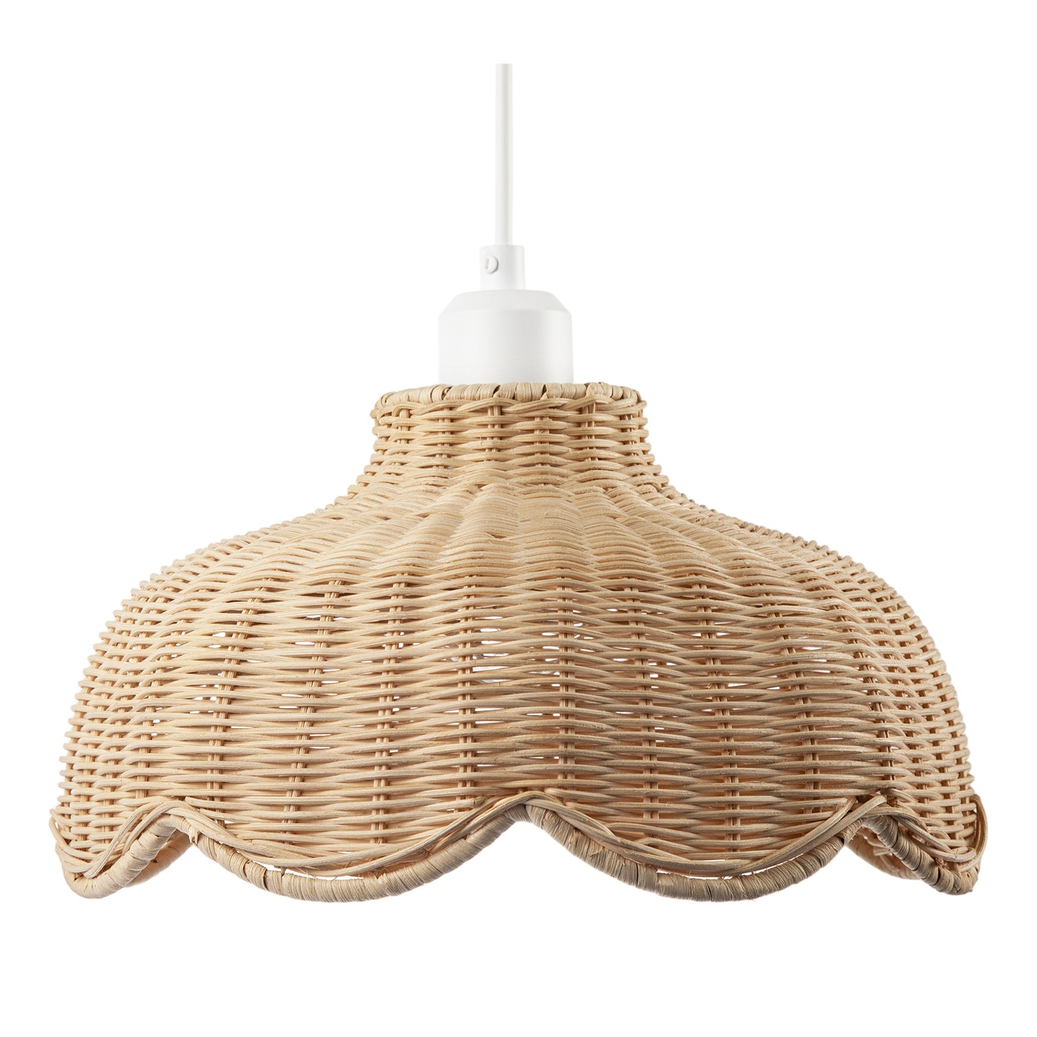 Handwoven Natural Rattan Pendant Light Shade with Scalloped Edge Image 4