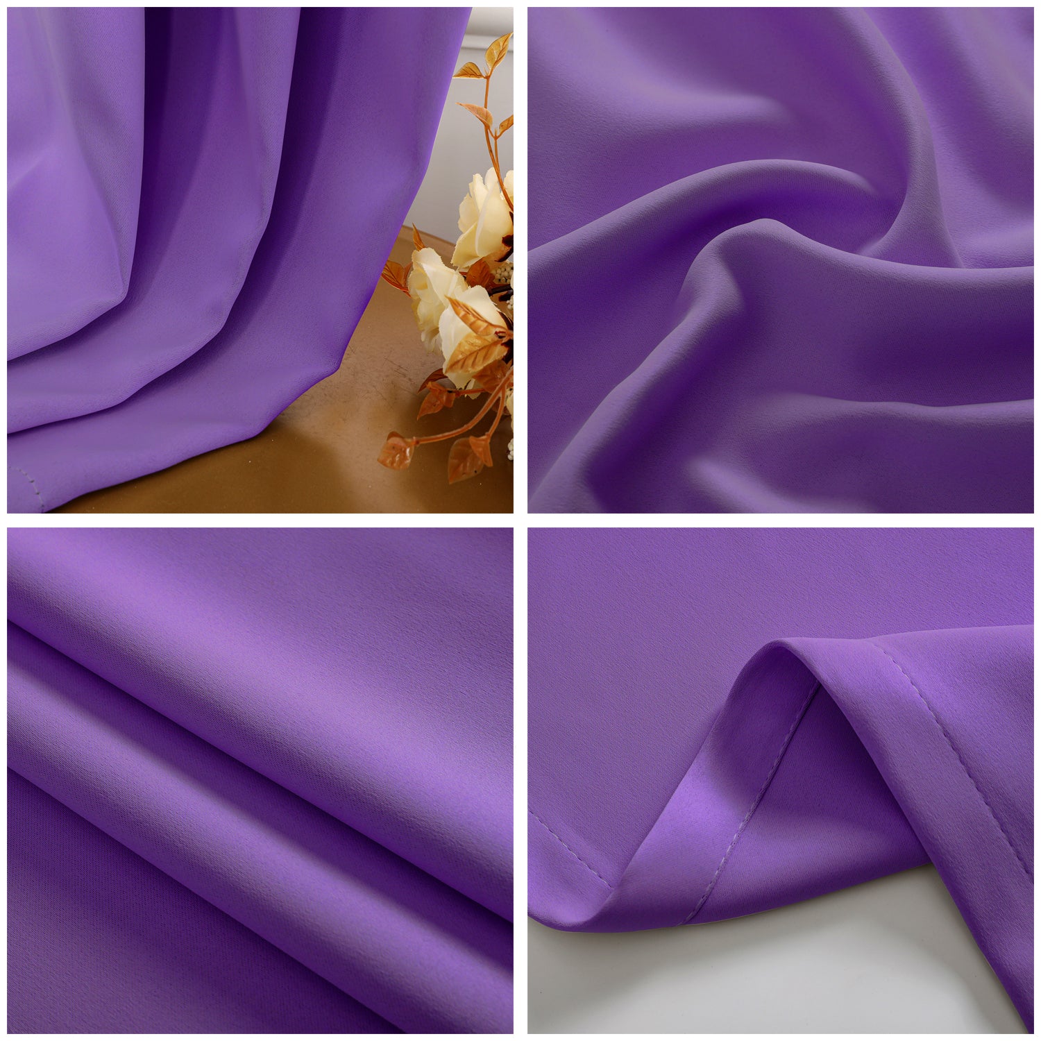 Purple Blackout Curtains - Eyelet Thermal Curtain  - 46 x 63 Inch Drop - 2 Panel Image 2