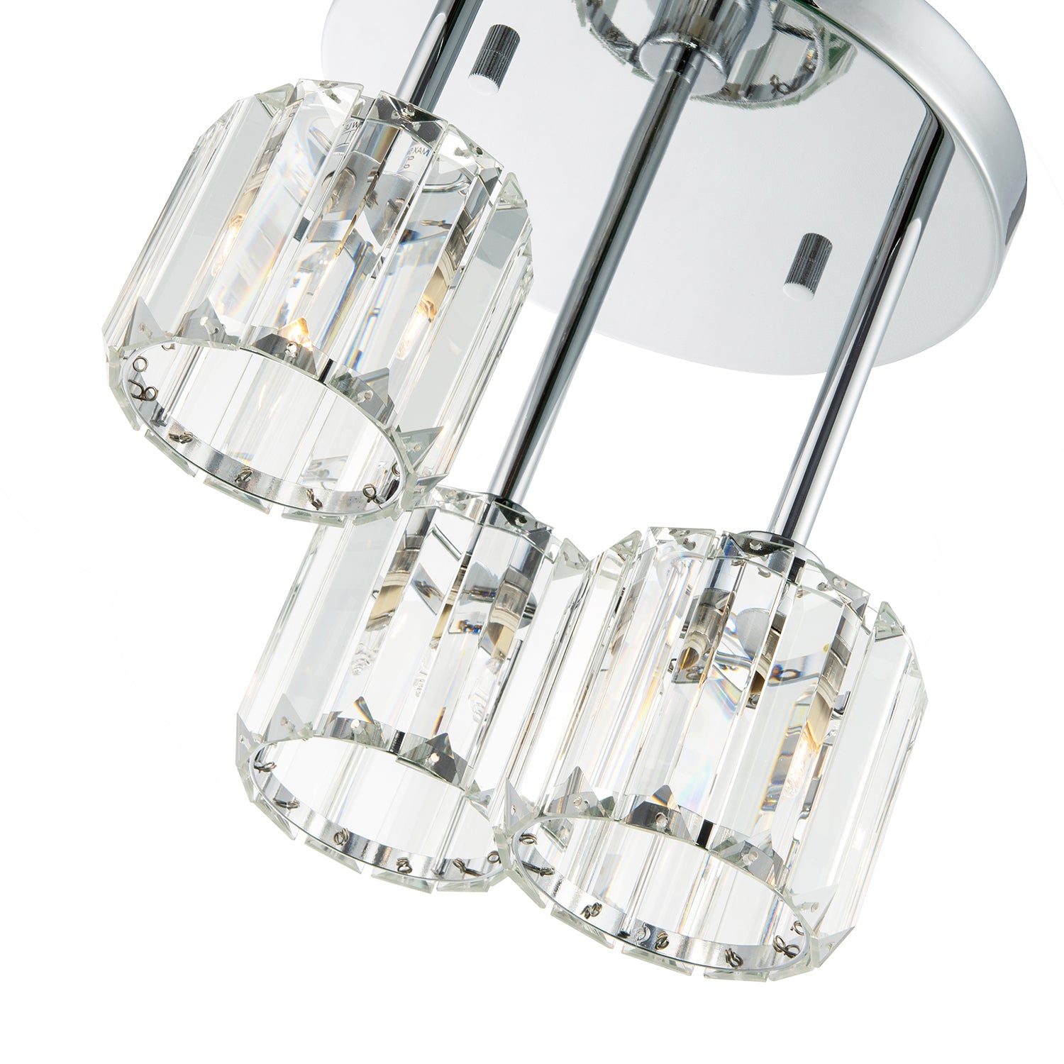 Modern Triple Level Chrome Ceiling Light with K9 Crystal Glass Shades Image 4