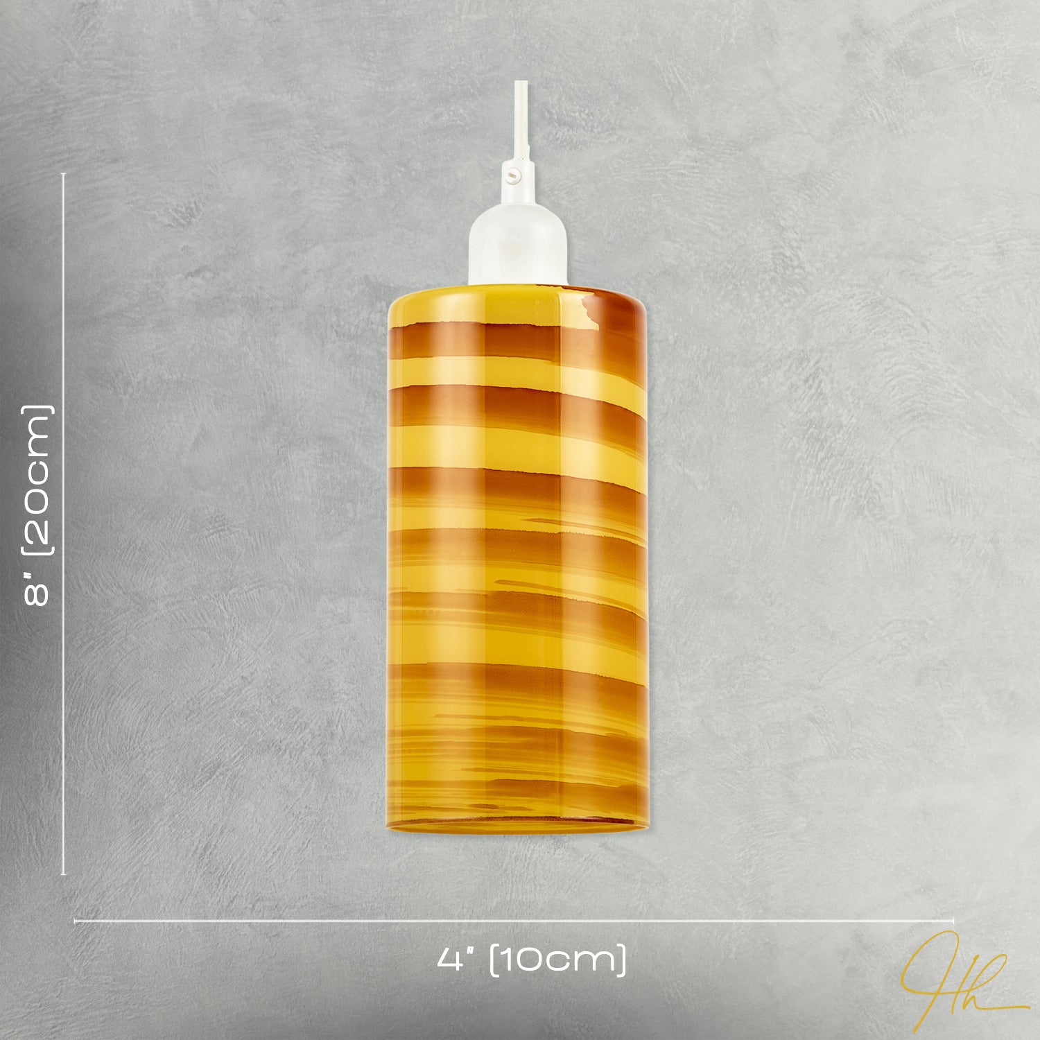 Striped Amber Glass Cylinder Pendant Shade with Retro Inspired Look Image 7