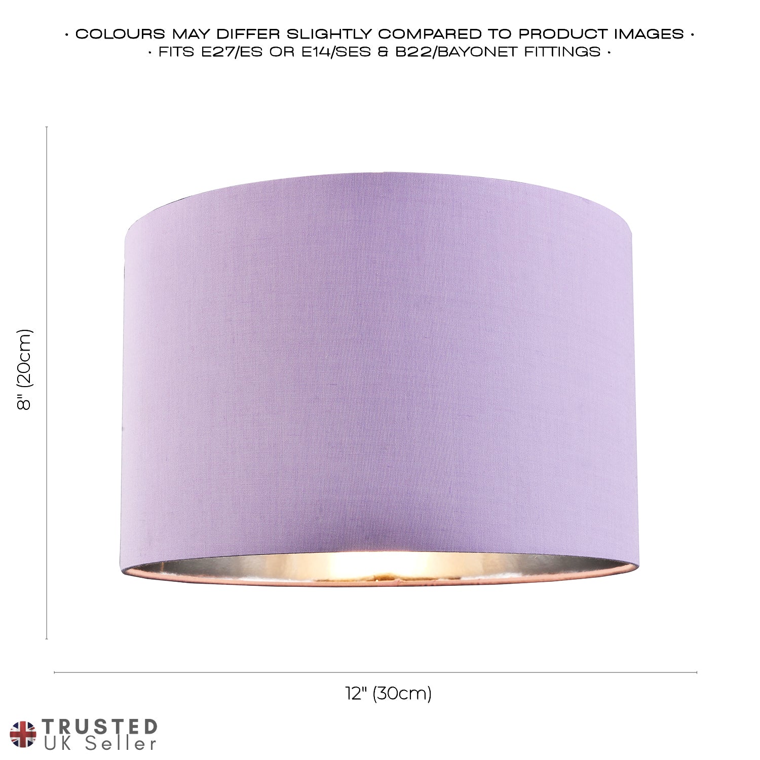 Modern Chic Lilac Cotton 12" Table/Pendant Lamp Shade with Shiny Silver Inner Image 6