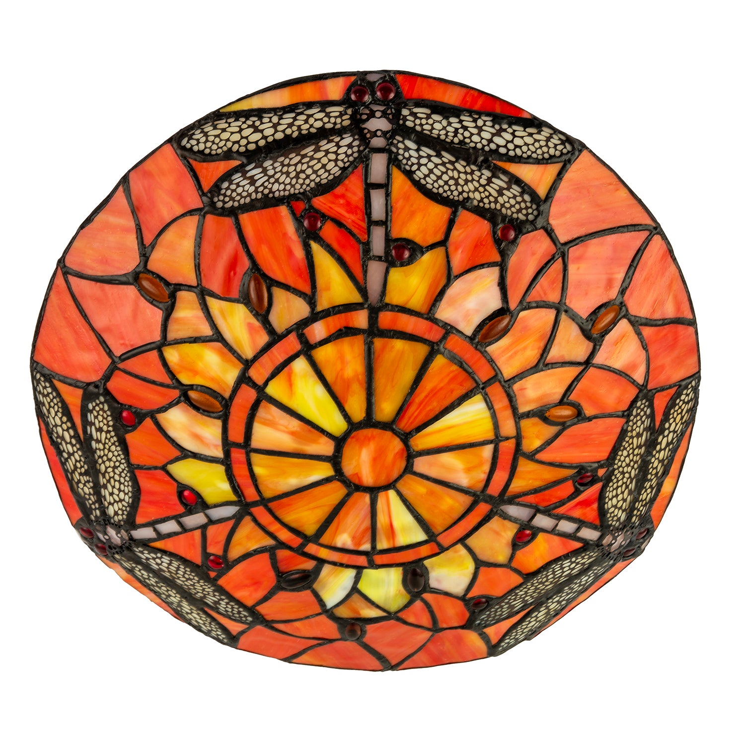 Vivid Orange and Amber Dragonfly Tiffany Glass Easy Fit Pendant Shade Image 5