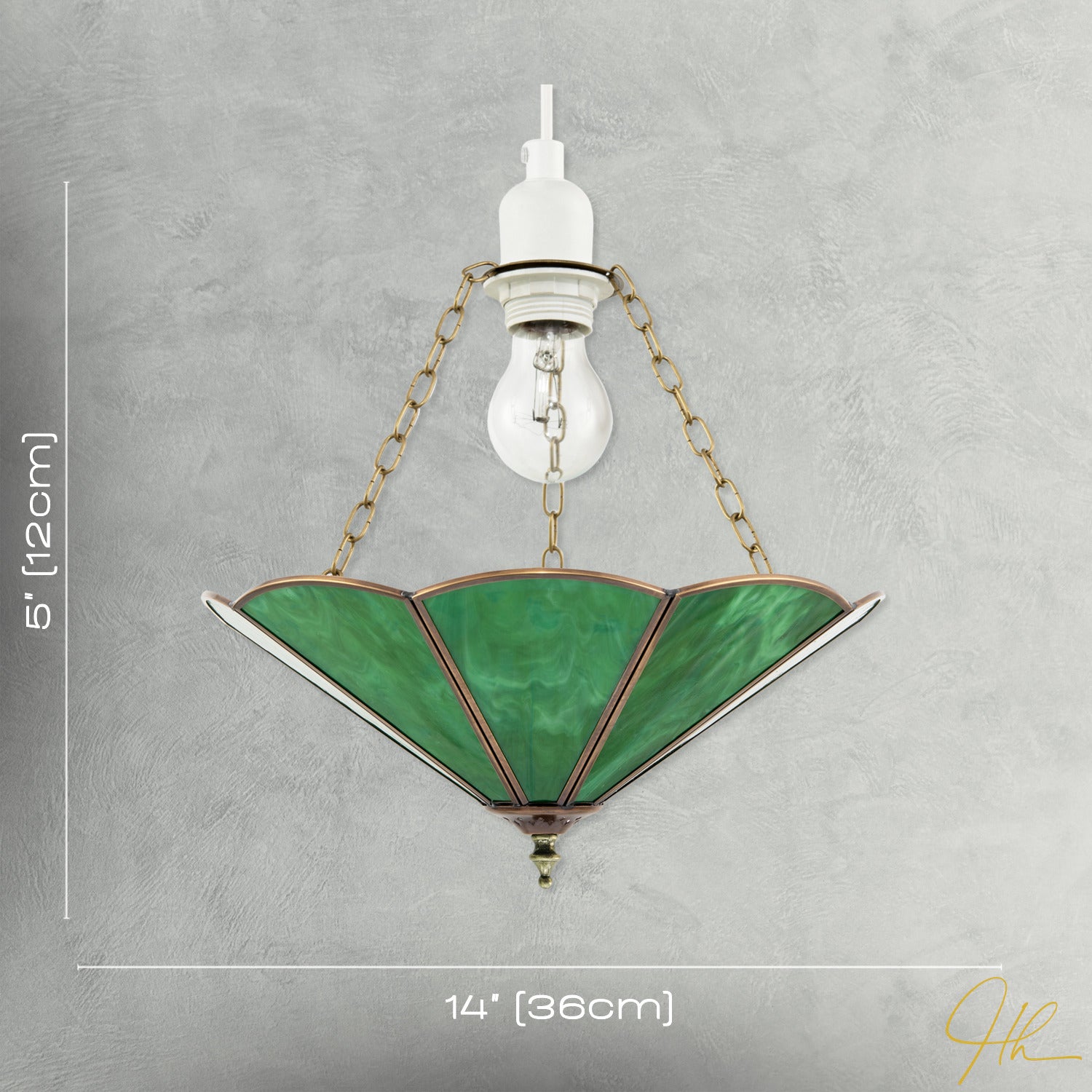 Green Toned Chic Tiffany Glass Easy Fit Pendant Shade with Chains Image 7