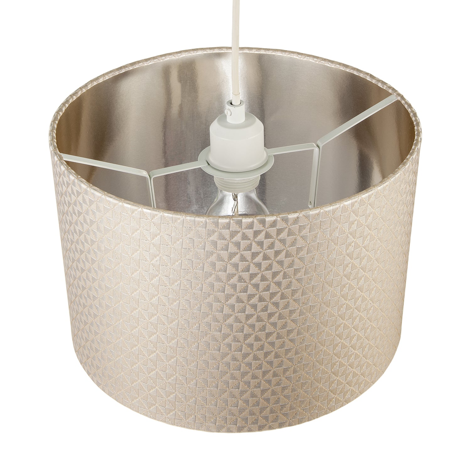 Modern Light Shimmer Taupe Drum Shade with Inner Champagne Gold Lining Image 3