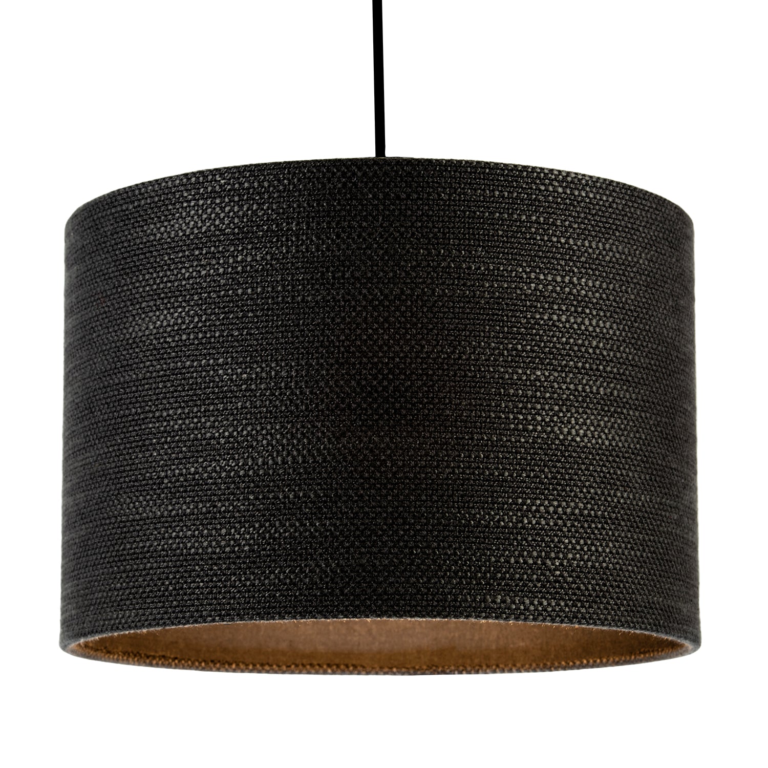 Designer Bobbled and Textured Linen Lamp Shade in Graphite Black Image 2