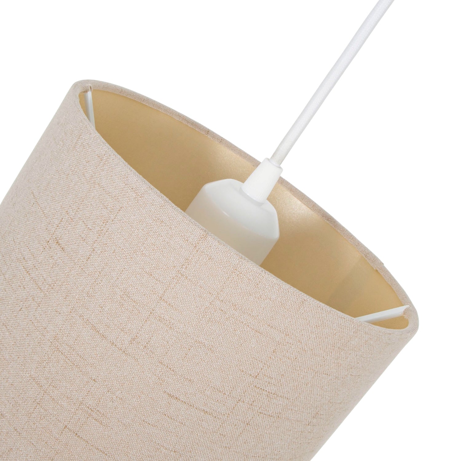 Modern Taupe Linen Fabric Small 8" Drum Lamp Shade with Matching Satin Lining Image 4