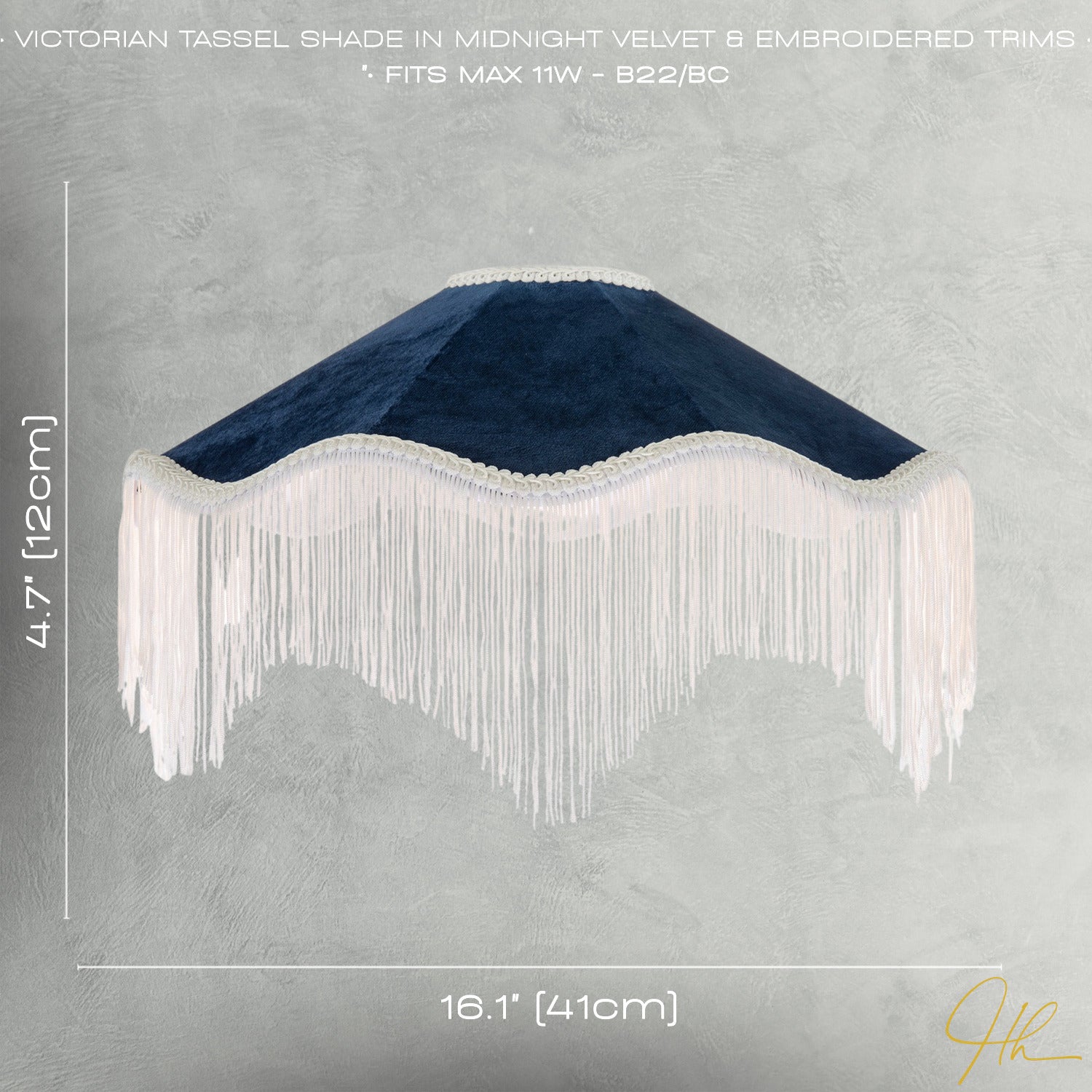 Ornate Victorian Shape Pendant Light Shade in Midnight Blue Velvet Image 7