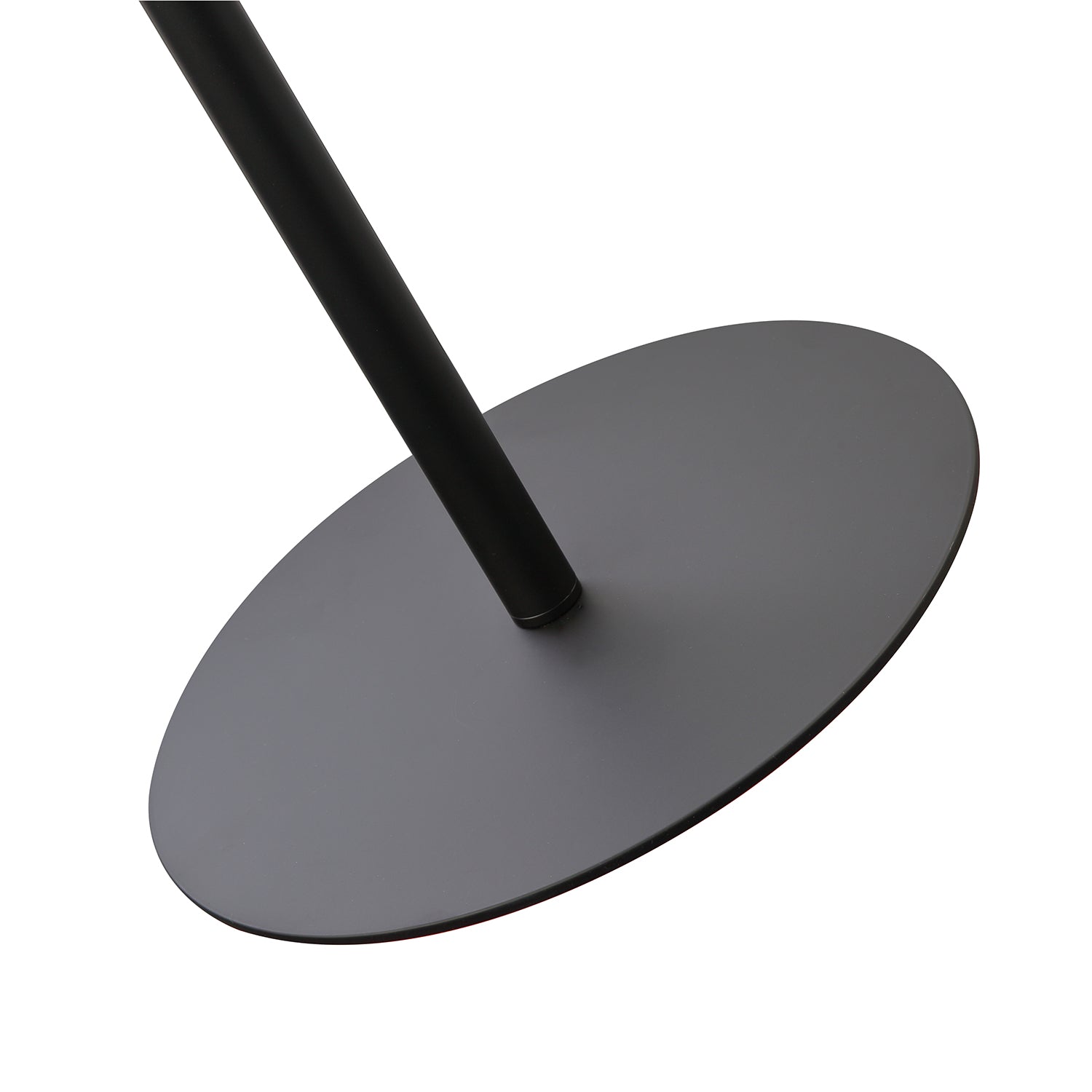 Classic Standing Floor Lamp in Matte Black with Circular Rattan Shade Image 4