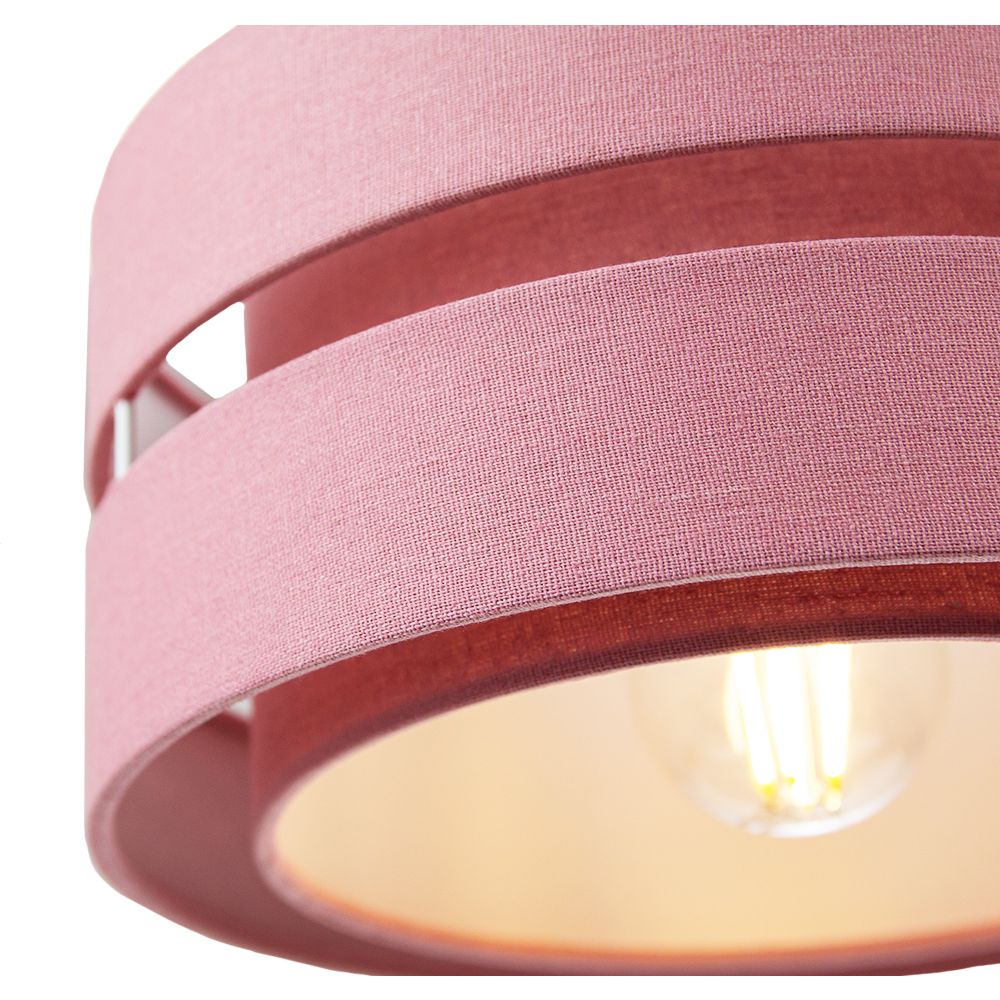 Contemporary Quality Pink Linen Fabric Triple Tier Ceiling Pendant Light Shade Image 3