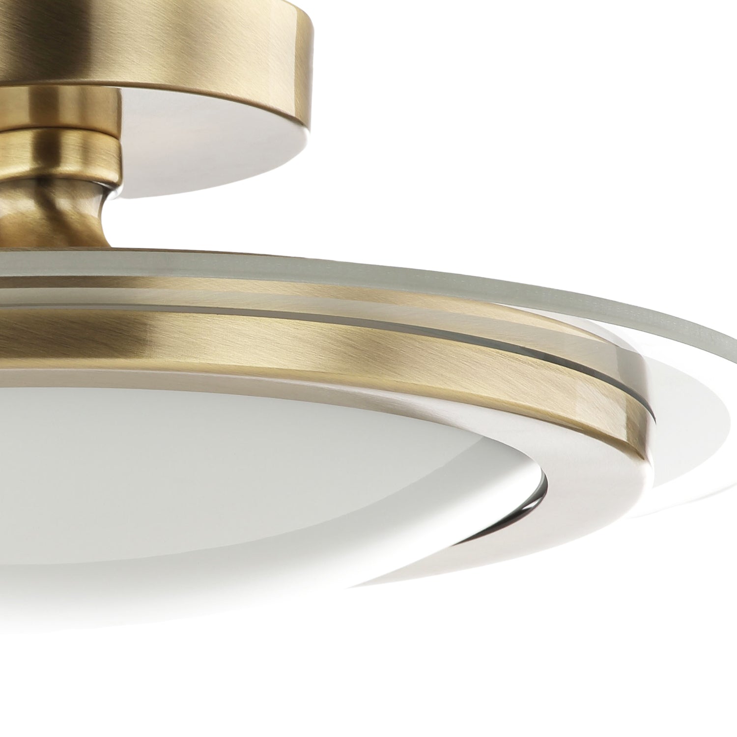 Modern and Sleek Semi Flush LED Powered Ceiling Light Fitting in Antique Brass Image 3