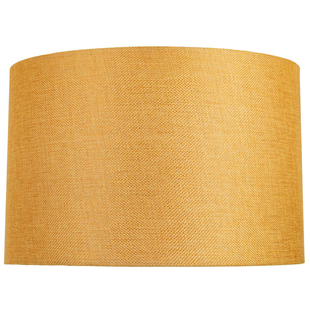 Contemporary and Sleek 14 Inch Ochre Linen Fabric Drum Lamp Shade 60w Maximum Image 1