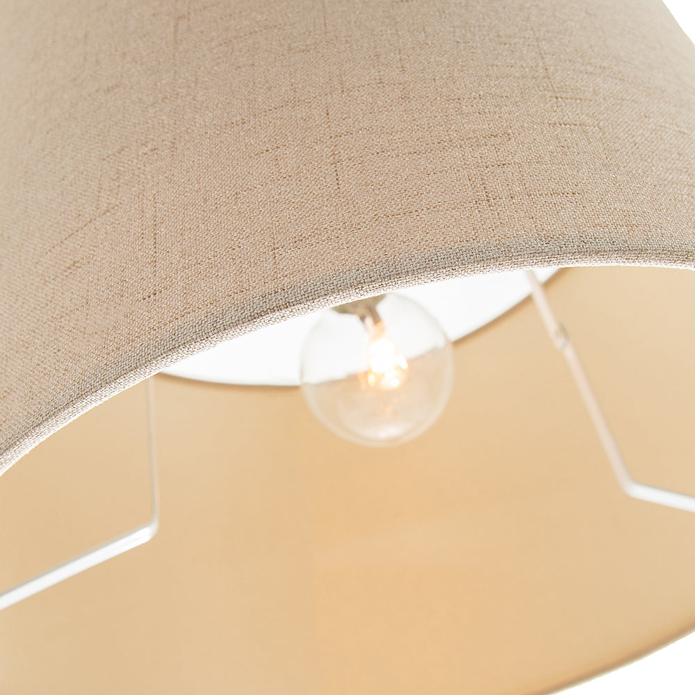 Contemporary and Sleek Taupe Textured Linen Fabric Drum Lamp Shade 60w Maximum Image 4