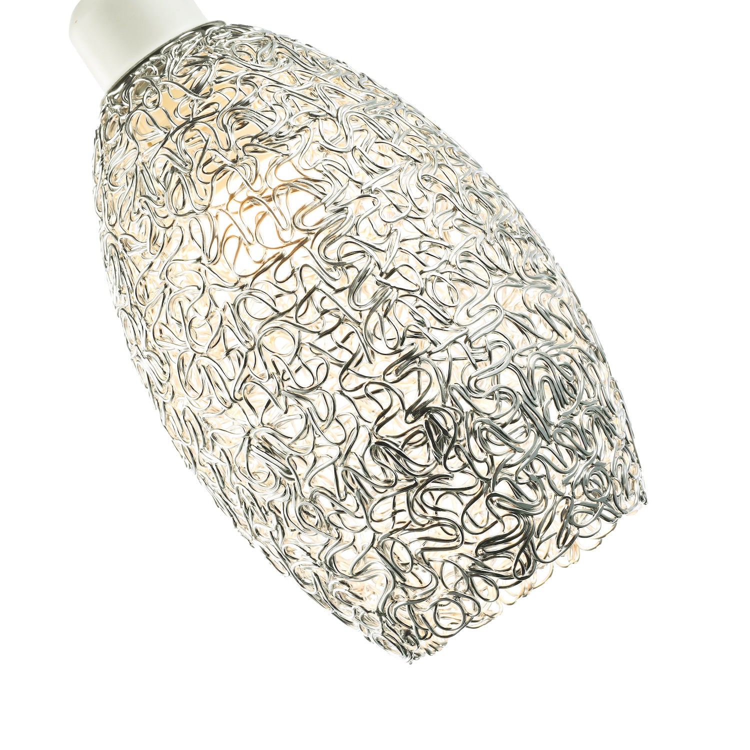 Industrial and Contemporary Twisted Wire Mesh Metal Light Shade in Shiny Silver Image 6