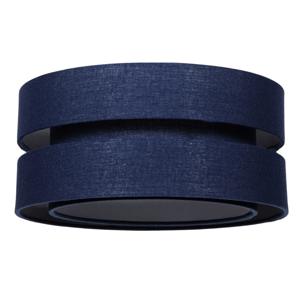 Modern 14" Midnight Blue Linen Fabric Triple Tier Ceiling Pendant Lamp Shade Image 2