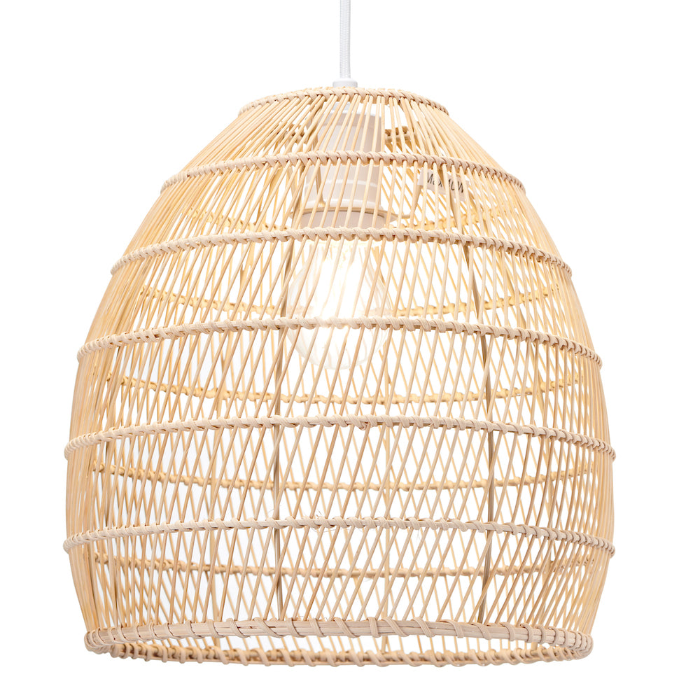 Traditional Vintage Spiral Cage Design Natural Brown Rattan Ceiling Lamp Shade Image 2