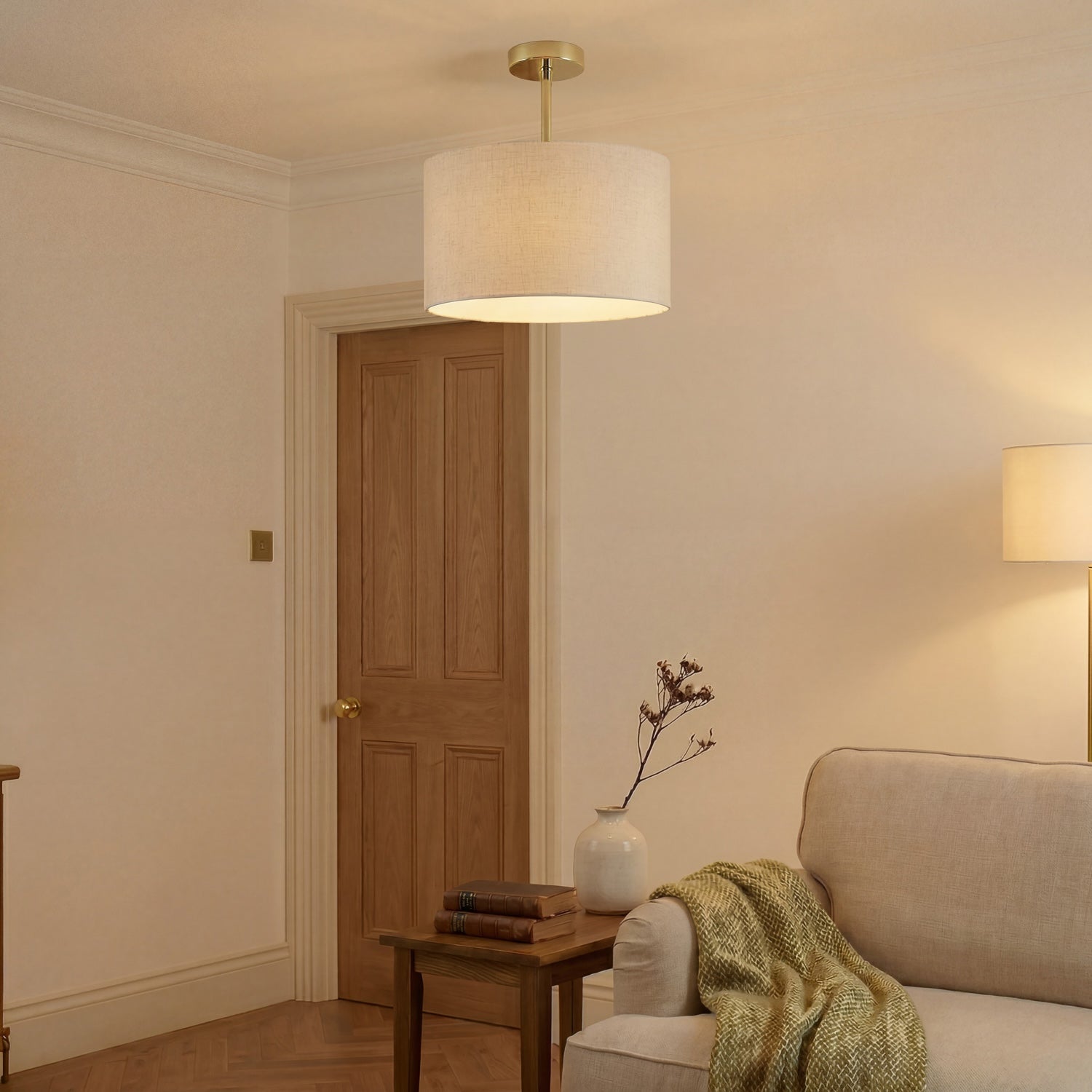 Classic Polished Brass Ceiling Light Fixture to Showcase Lamp Shades Image 4