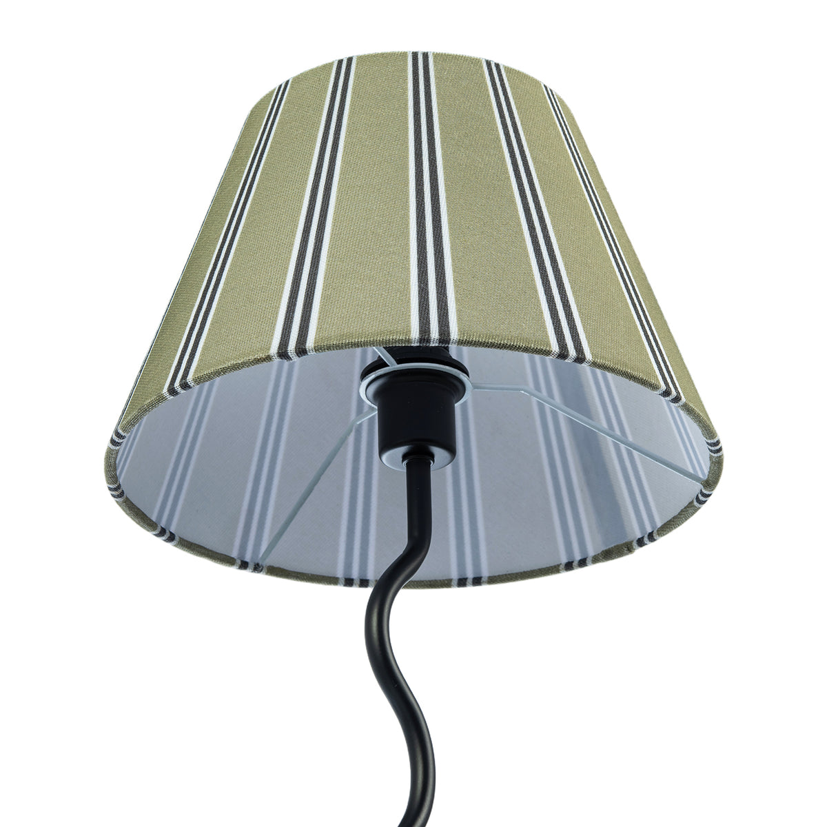 Contemporary Table Lamp with Wavy Black Stem and Olive Green Shade Image 3